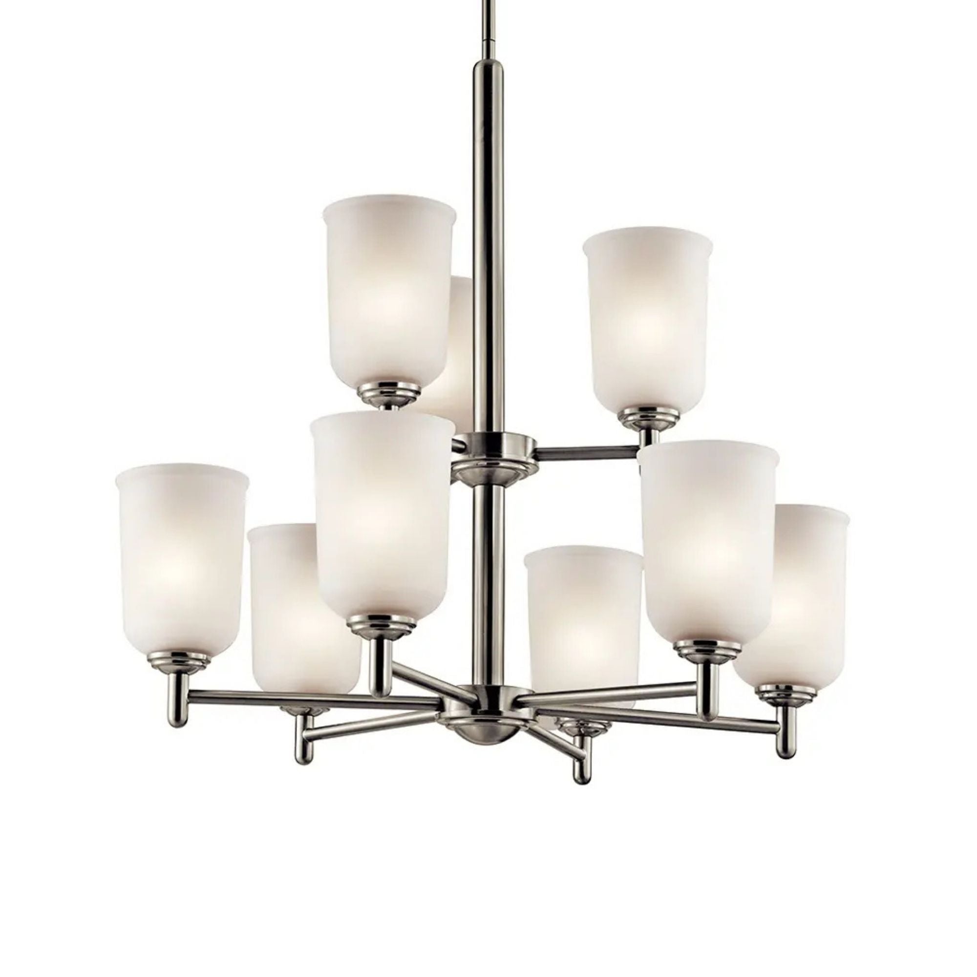 Shailene 27" 9-Light Chandelier, Brushed Nickel Finish, Etched Glass