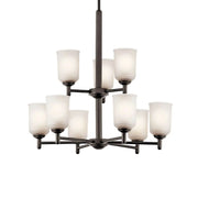 Shailene 27" 9-Light Chandelier, Olde Bronze Finish, Etched Glass
