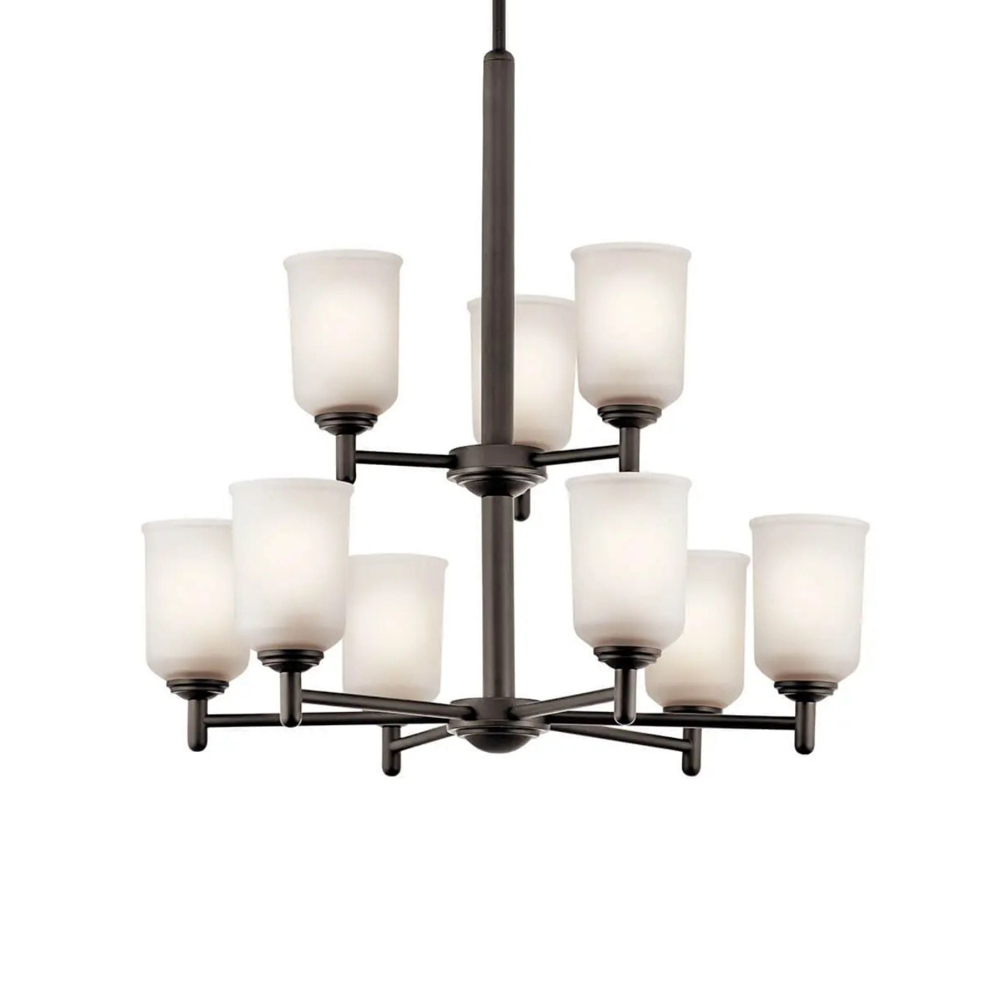 Shailene 27" 9-Light Chandelier, Olde Bronze Finish, Etched Glass