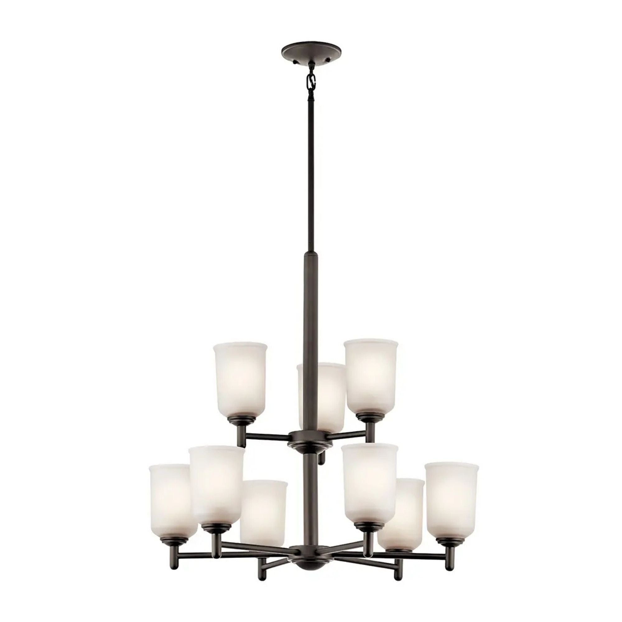 Shailene 27" 9-Light Chandelier, Olde Bronze Finish, Etched Glass