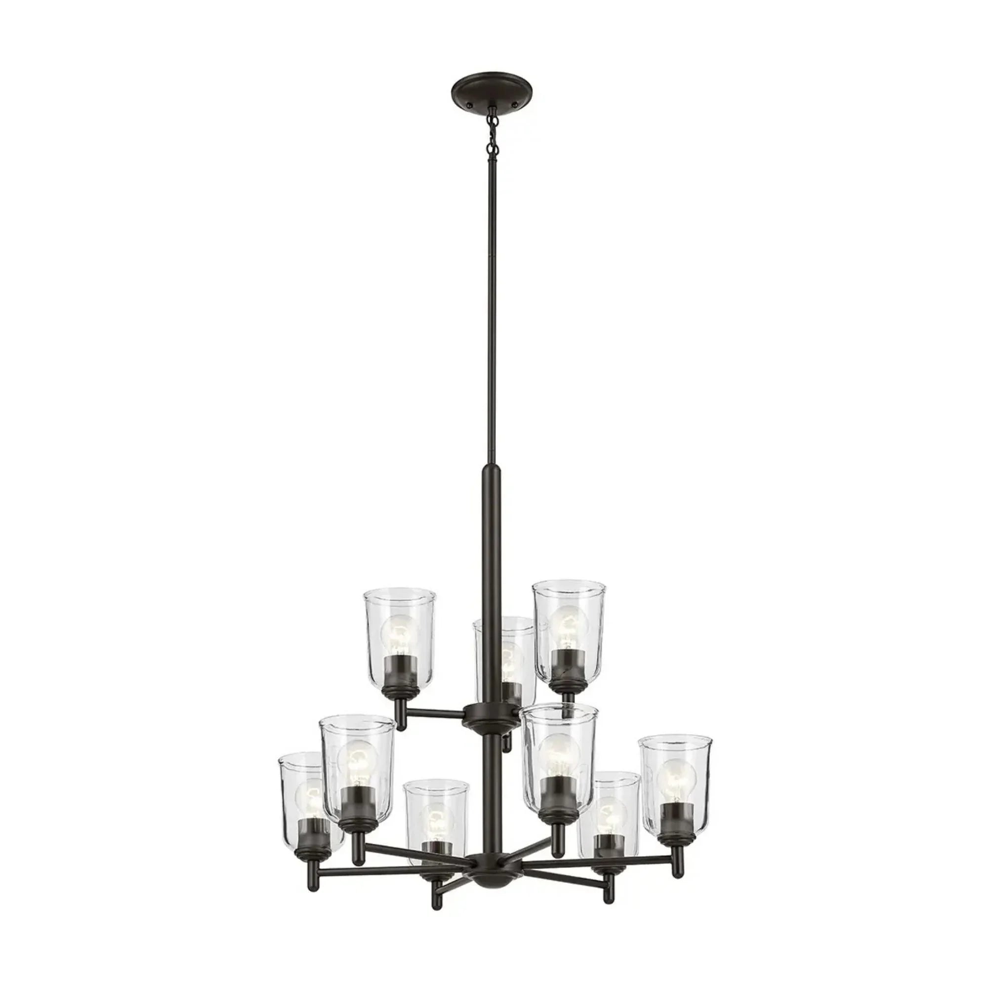 Shailene 27" 9-Light Chandelier, Olde Bronze Finish, Clear Glass