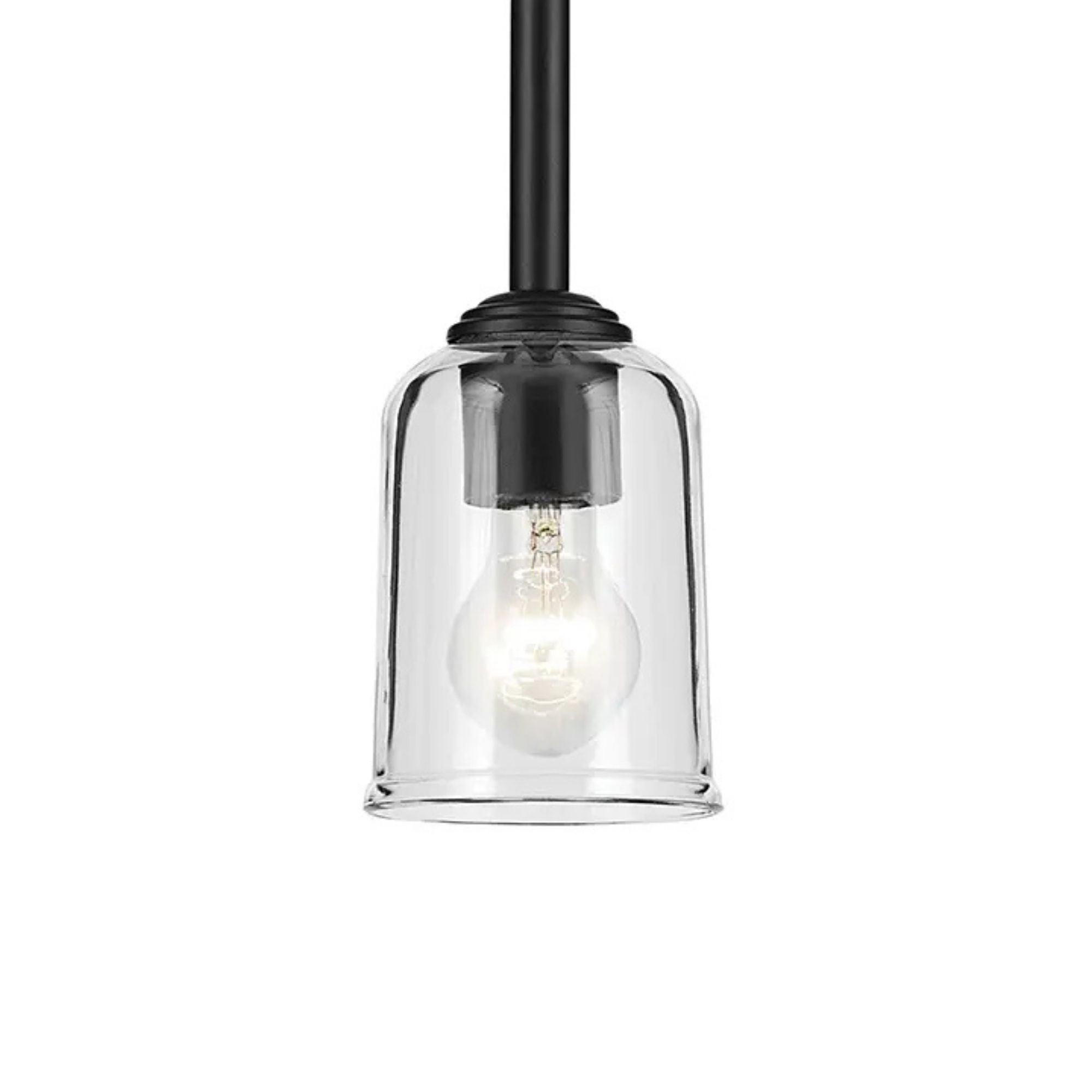 Shailene 5" Mini Pendant, Black Finish, Etched Glass