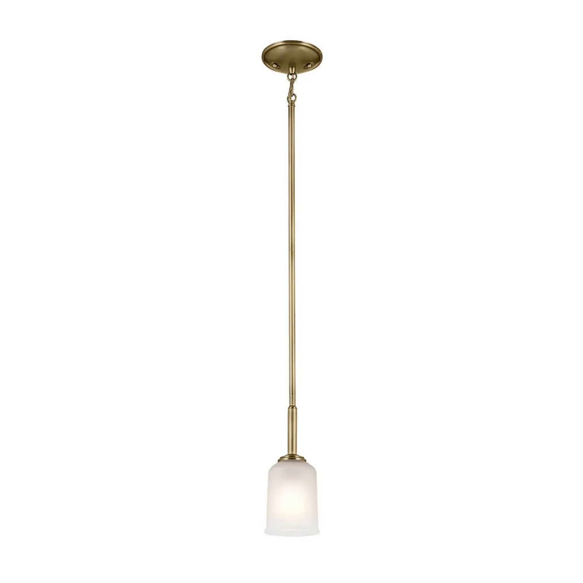 Shailene 5" Mini Pendant, Natural Brass Finish, Etched Glass