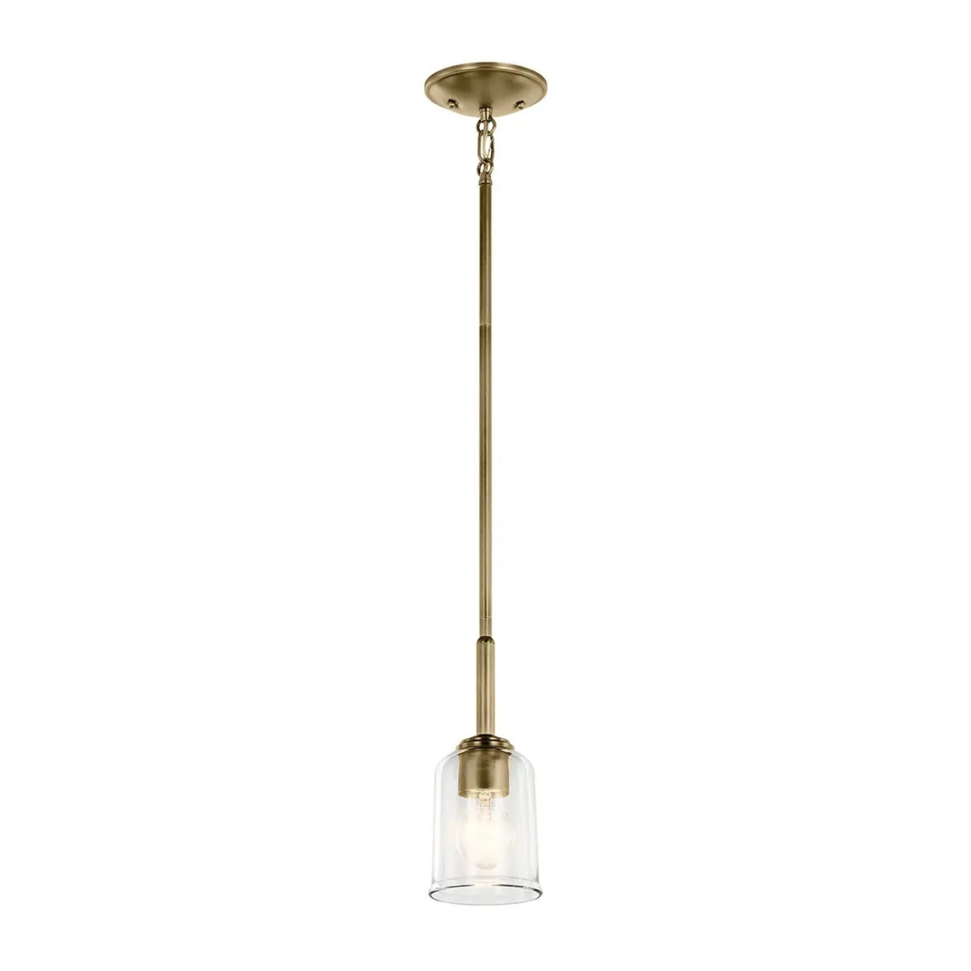 Shailene 5" Mini Pendant, Natural Brass Finish, Clear Glass