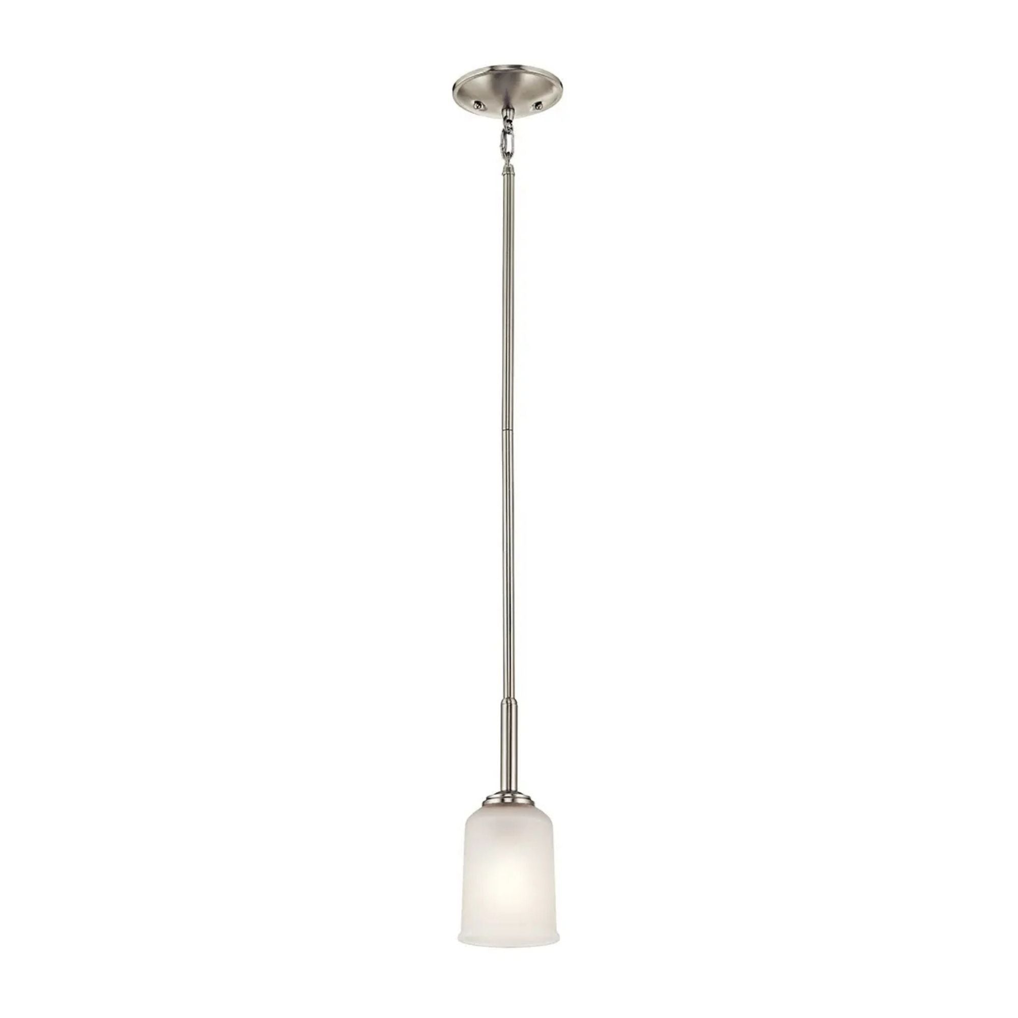 Shailene 5" Mini Pendant, Brushed Nickel Finish, Etched Glass