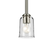 Shailene 5" Mini Pendant, Brushed Nickel Finish, Clear Glass