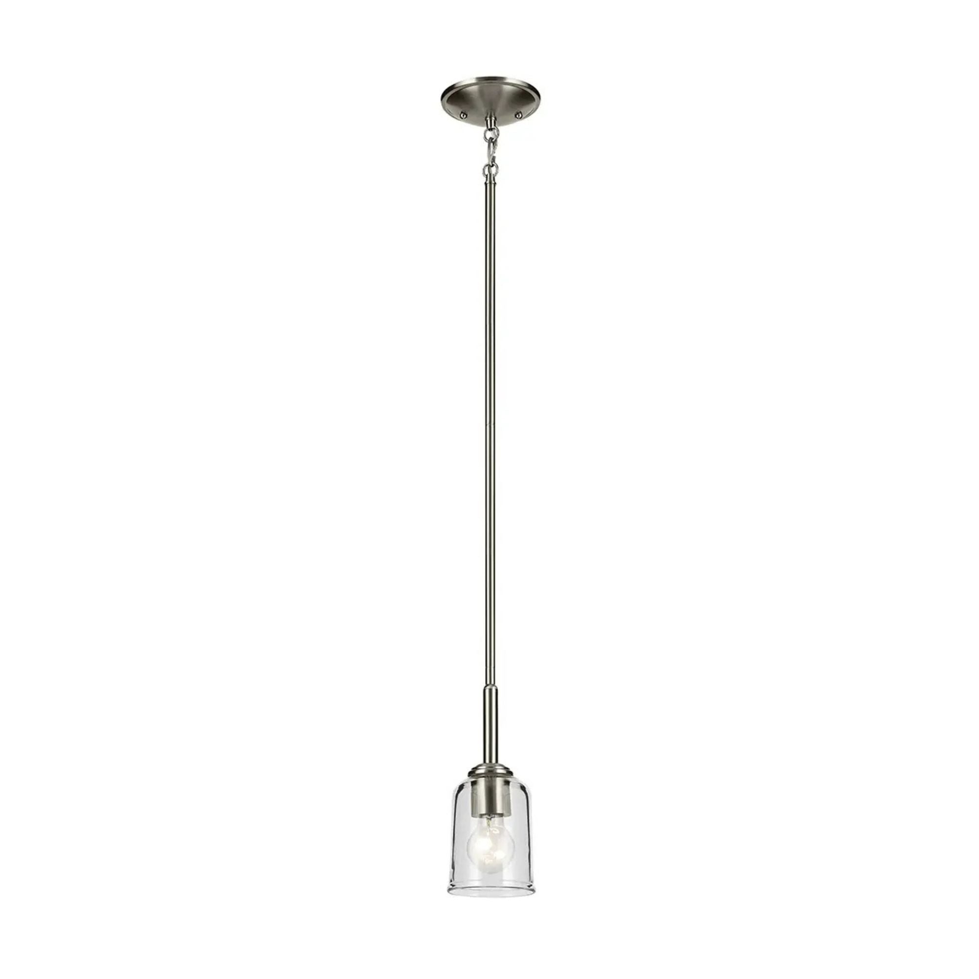 Shailene 5" Mini Pendant, Brushed Nickel Finish, Clear Glass