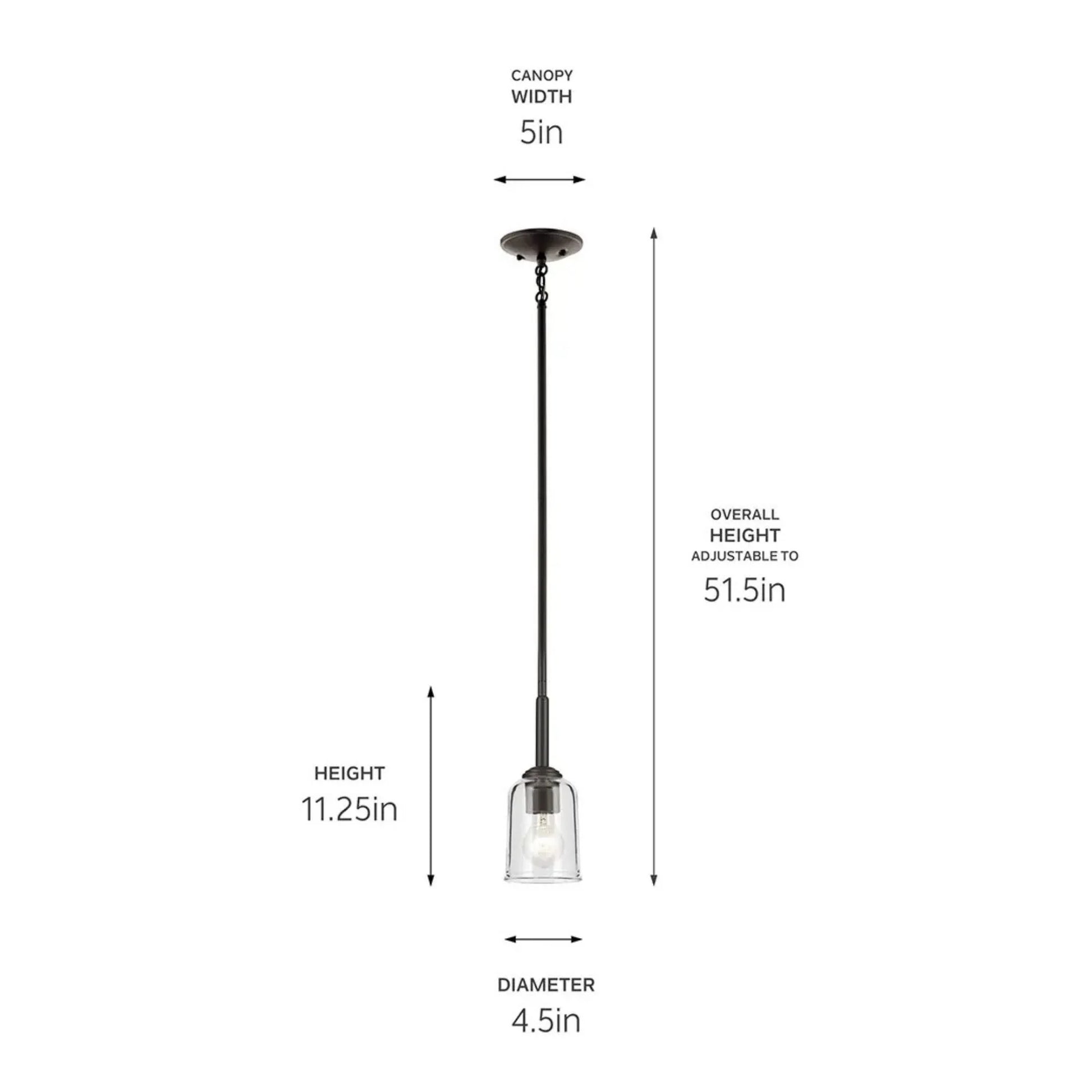 Kichler Lighting - Shailene 5" Mini Pendant, Olde Bronze Finish, Clear Glass | Bees Lighting