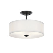 Shailene 14" 3-Light Round Semi-Flush Mount, Black Finish