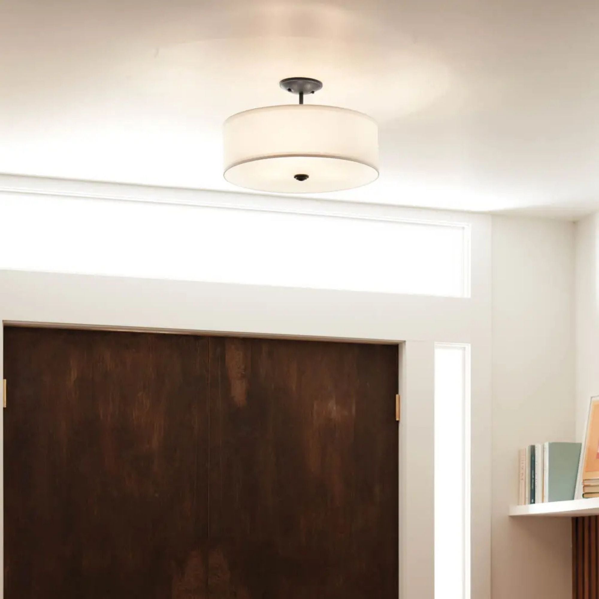 Shailene 14" 3-Light Round Semi-Flush Mount, Black Finish