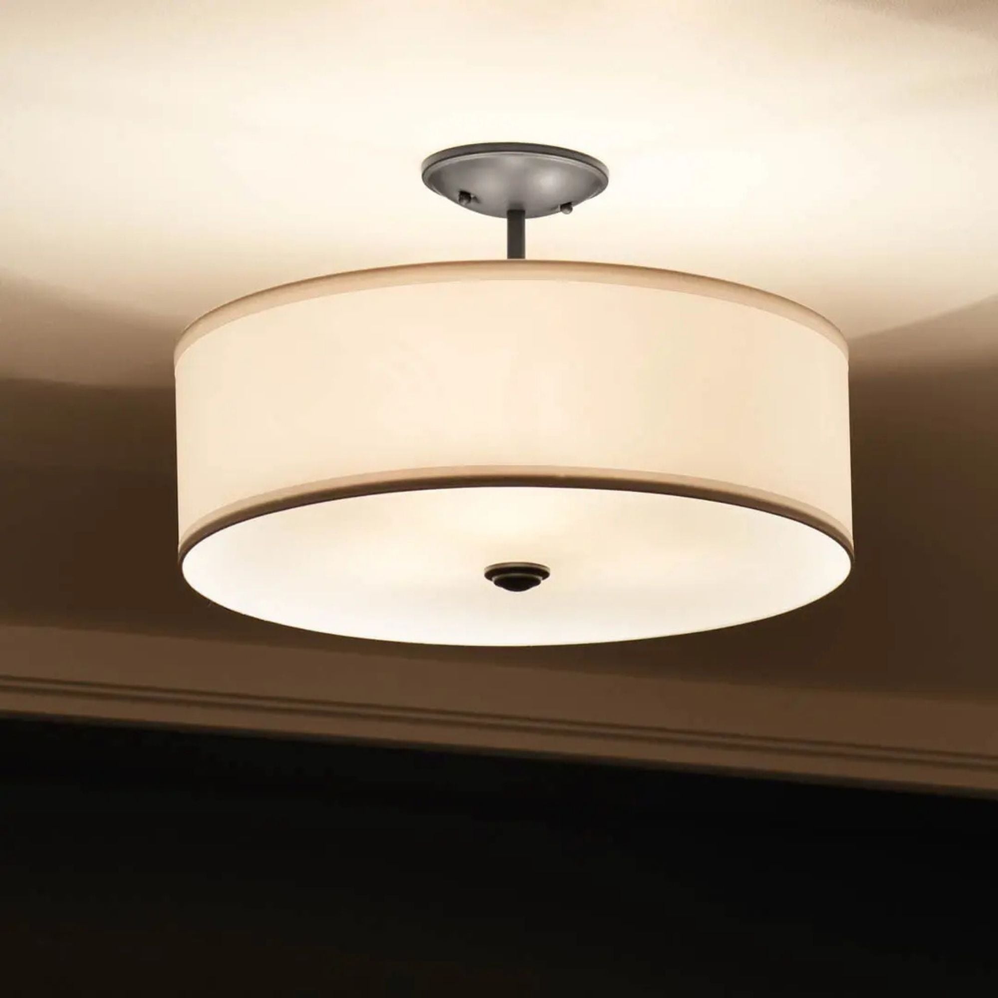 Shailene 14" 3-Light Round Semi-Flush Mount, Black Finish