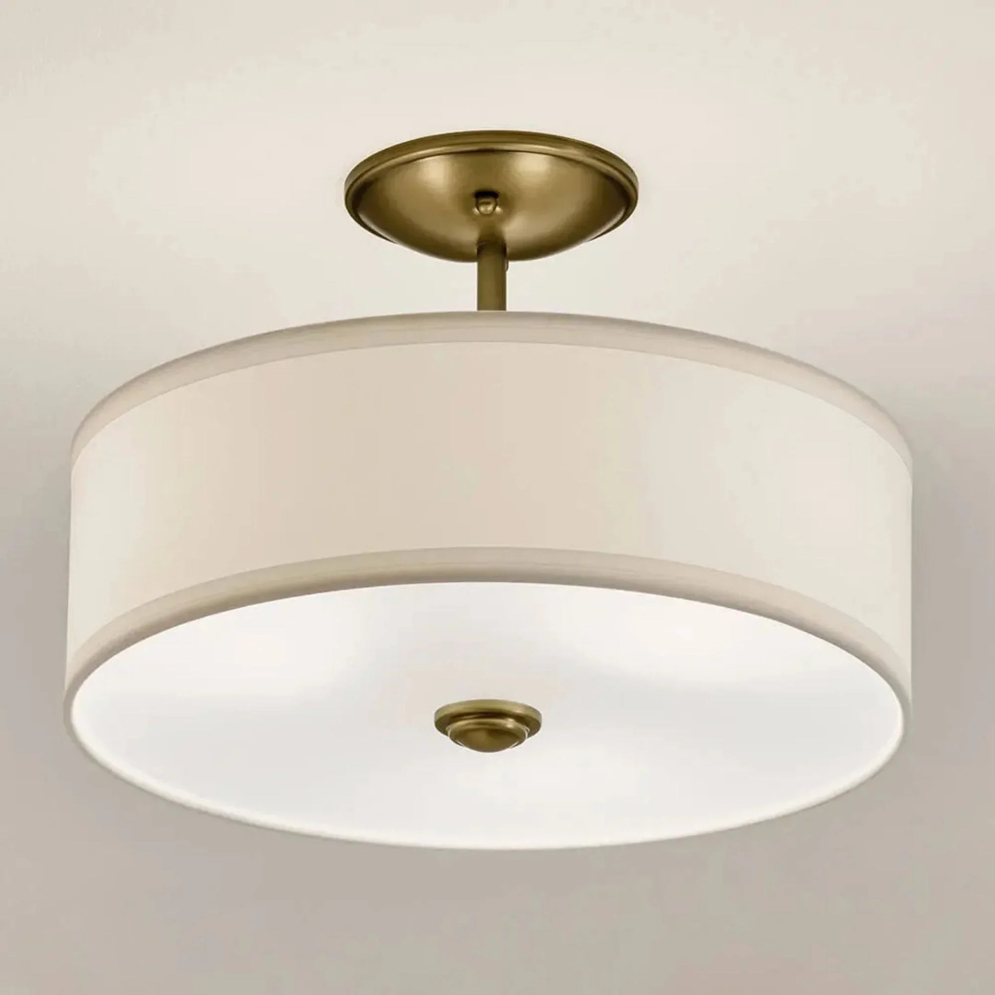 Kichler Lighting - Shailene 14" 3-Light Round Semi-Flush Mount, Natural Brass Finish | Bees Lighting