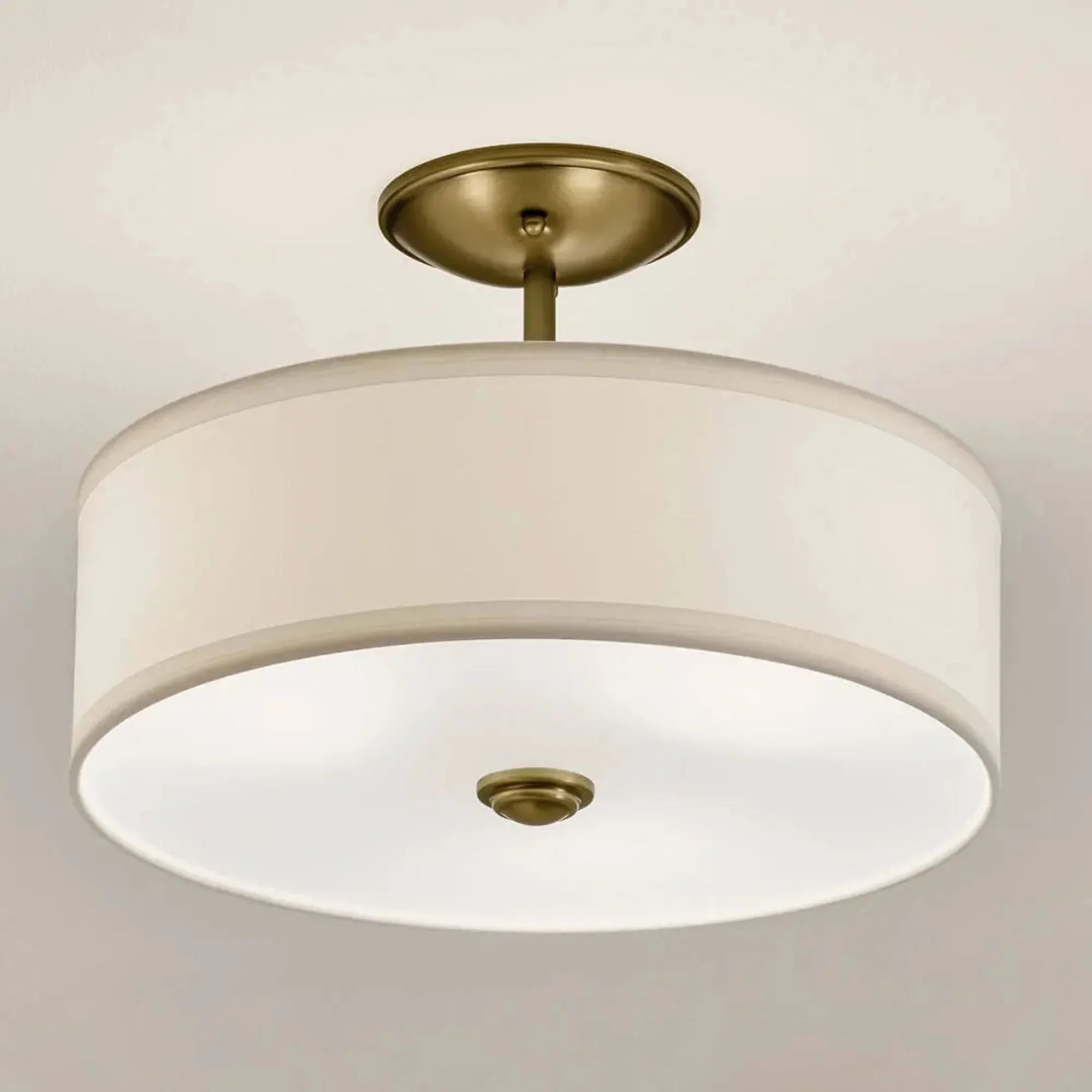 Kichler Lighting - Shailene 14" 3-Light Round Semi-Flush Mount, Natural Brass Finish | Bees Lighting