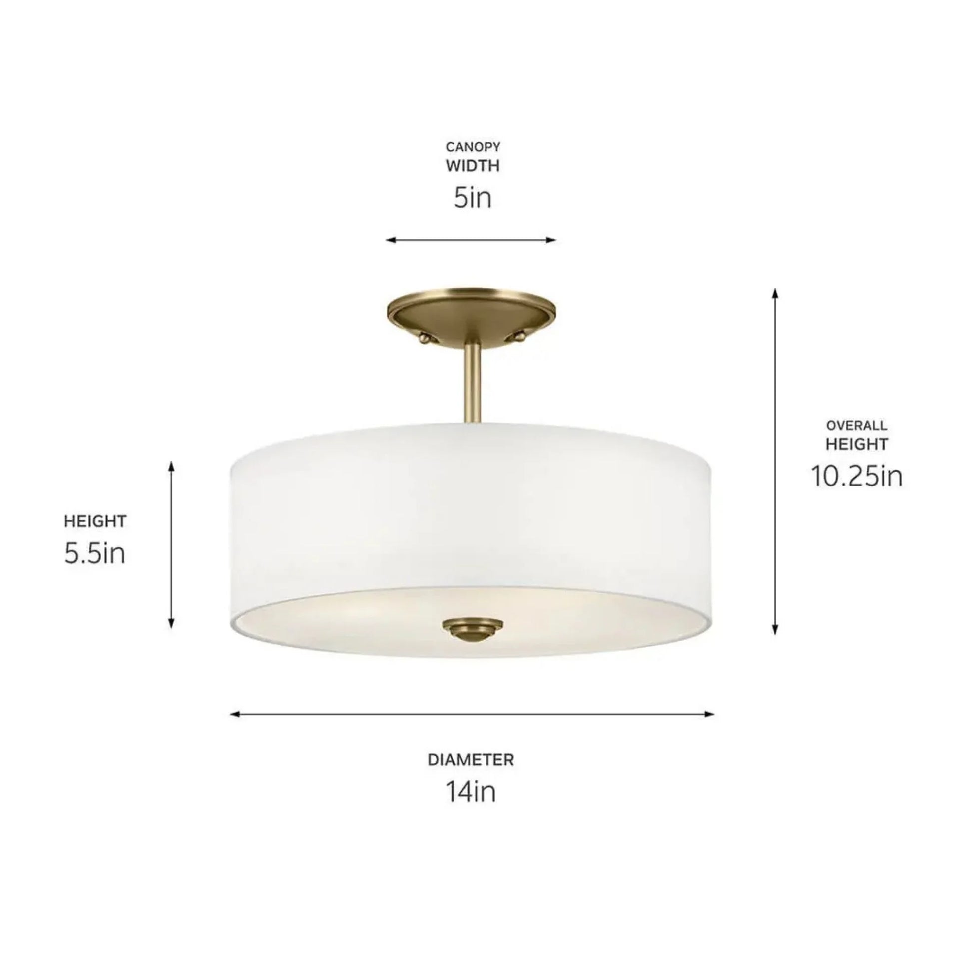 Kichler Lighting - Shailene 14" 3-Light Round Semi-Flush Mount, Natural Brass Finish | Bees Lighting
