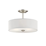 Shailene 14" 3-Light Round Semi-Flush Mount, Brushed Nickel Finish