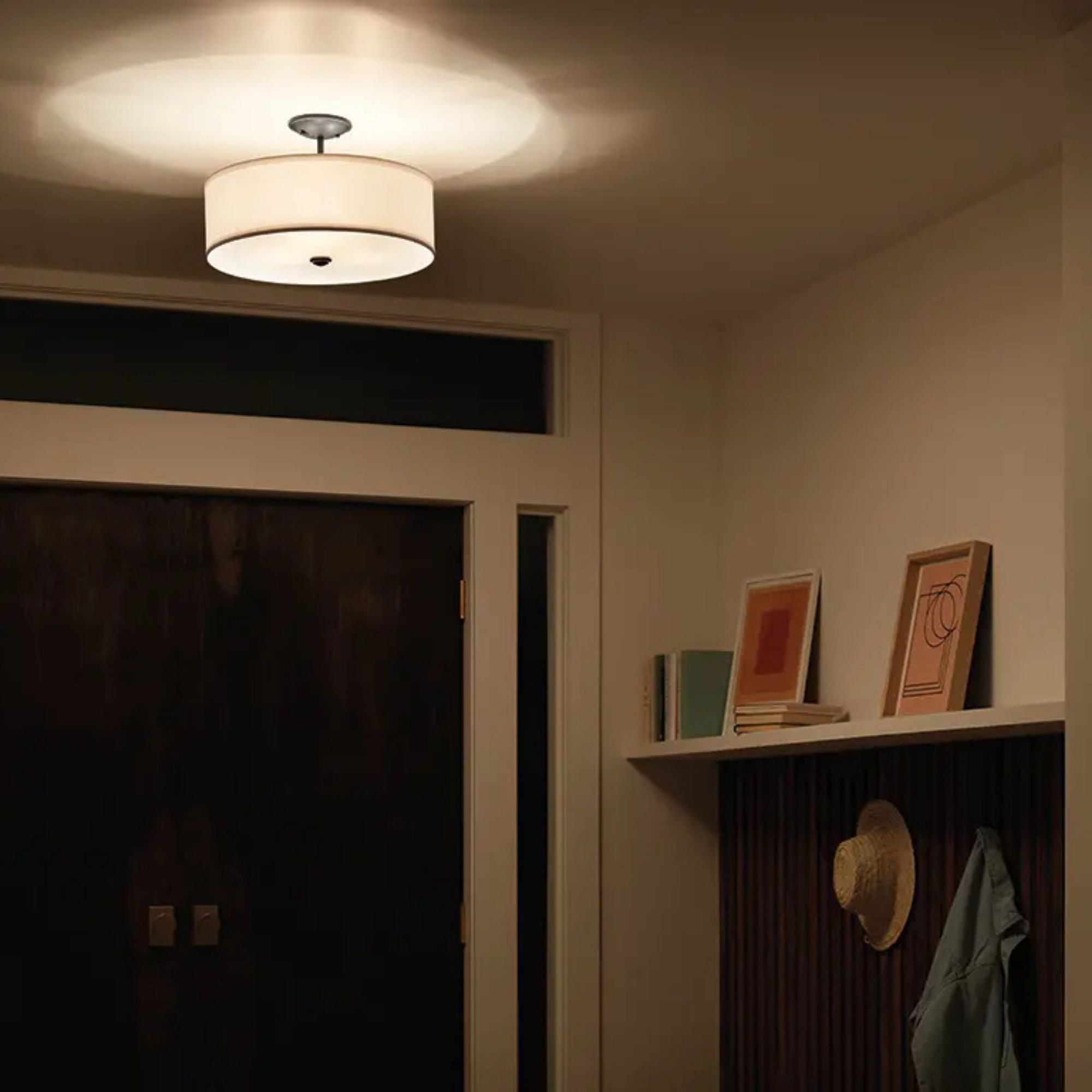 Shailene 14" 3-Light Round Semi-Flush Mount, Brushed Nickel Finish