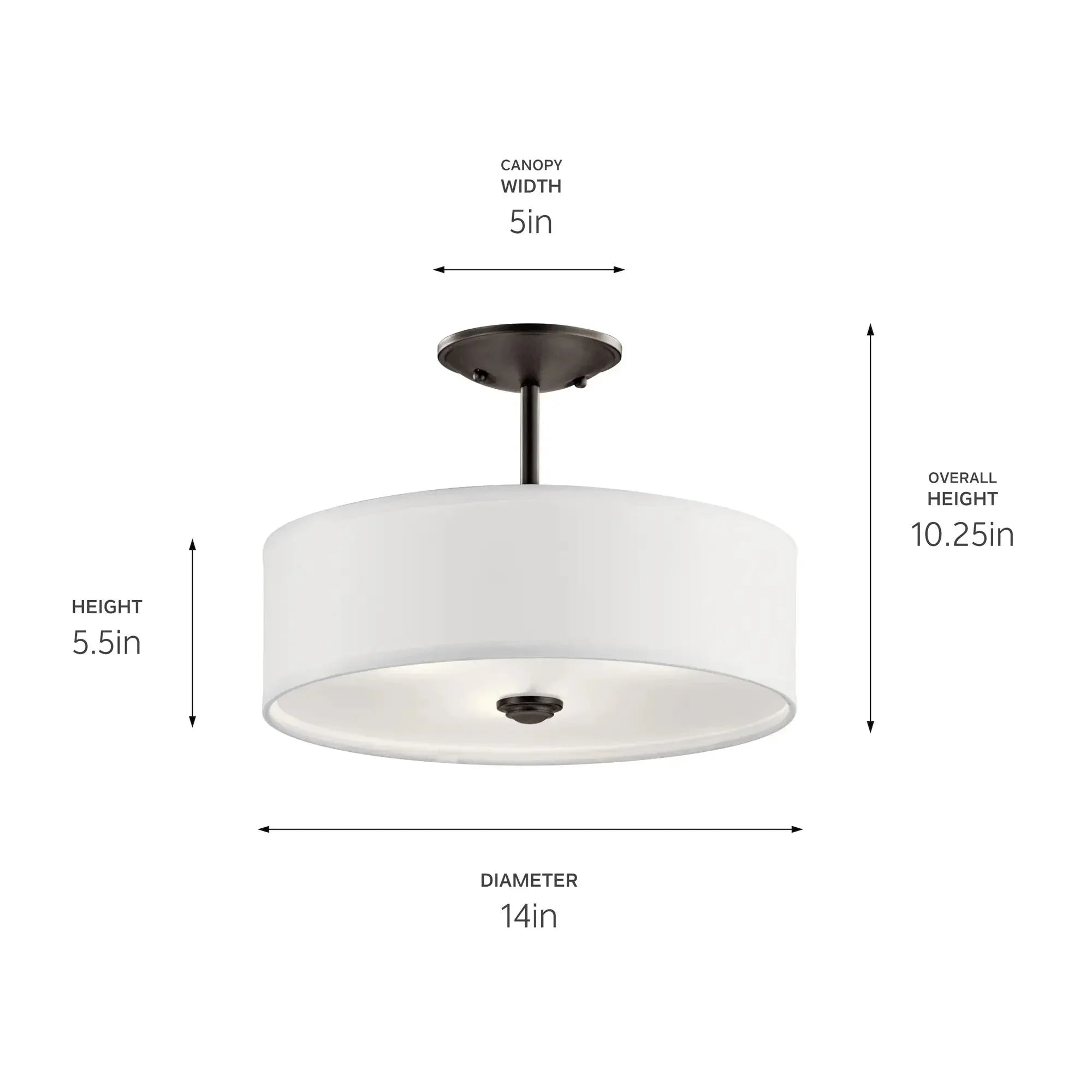 Shailene 14" 3-Light Round Semi-Flush Mount, Olde Bronze Finish