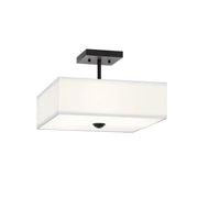 Shailene 14" 3-Light Square Semi-Flush Mount, Black Finish