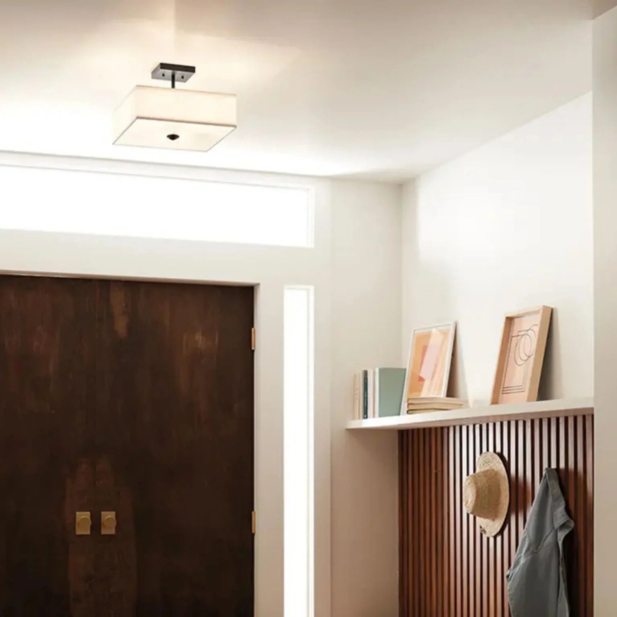 Shailene 14" 3-Light Square Semi-Flush Mount, Black Finish