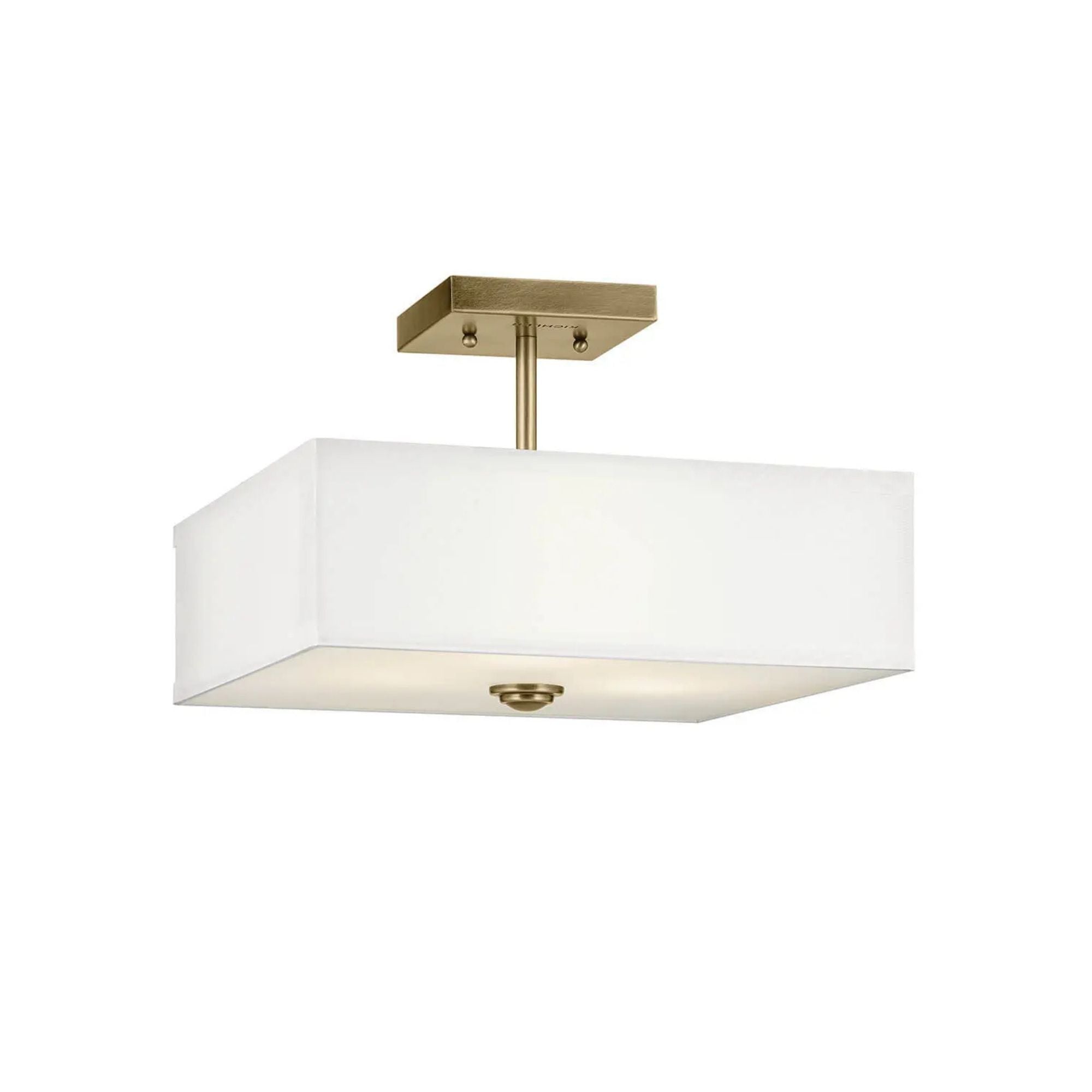 Shailene 14" 3-Light Square Semi-Flush Mount, Natural Brass Finish