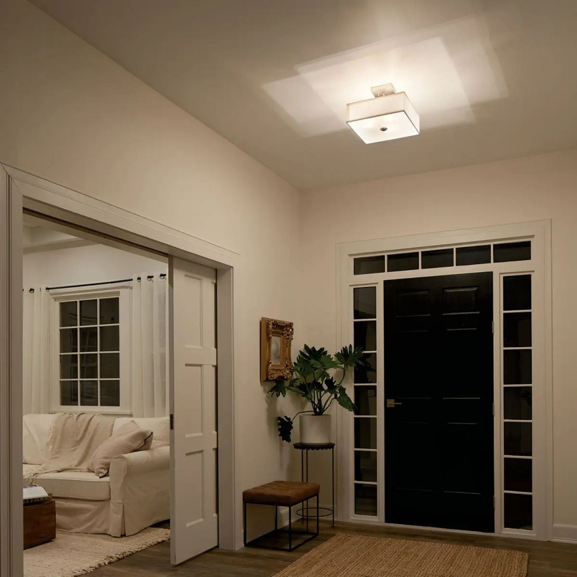 Shailene 14" 3-Light Square Semi-Flush Mount, Brushed Nickel Finish