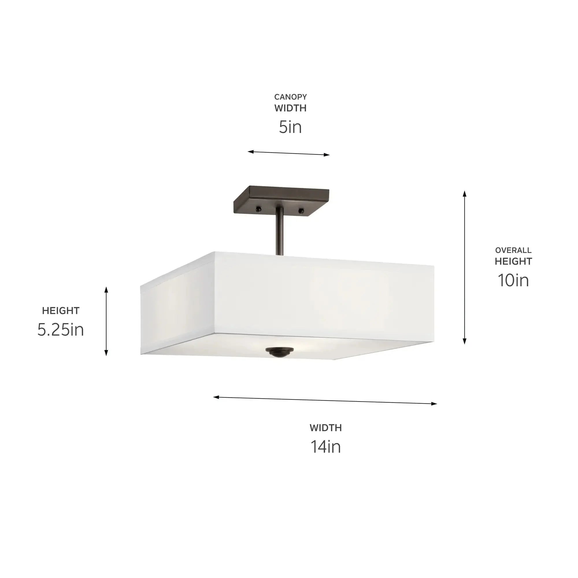 Shailene 14" 3-Light Square Semi-Flush Mount, Olde Bronze Finish