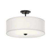 Shailene 18" 3-Light Round Semi-Flush Mount, Black Finish