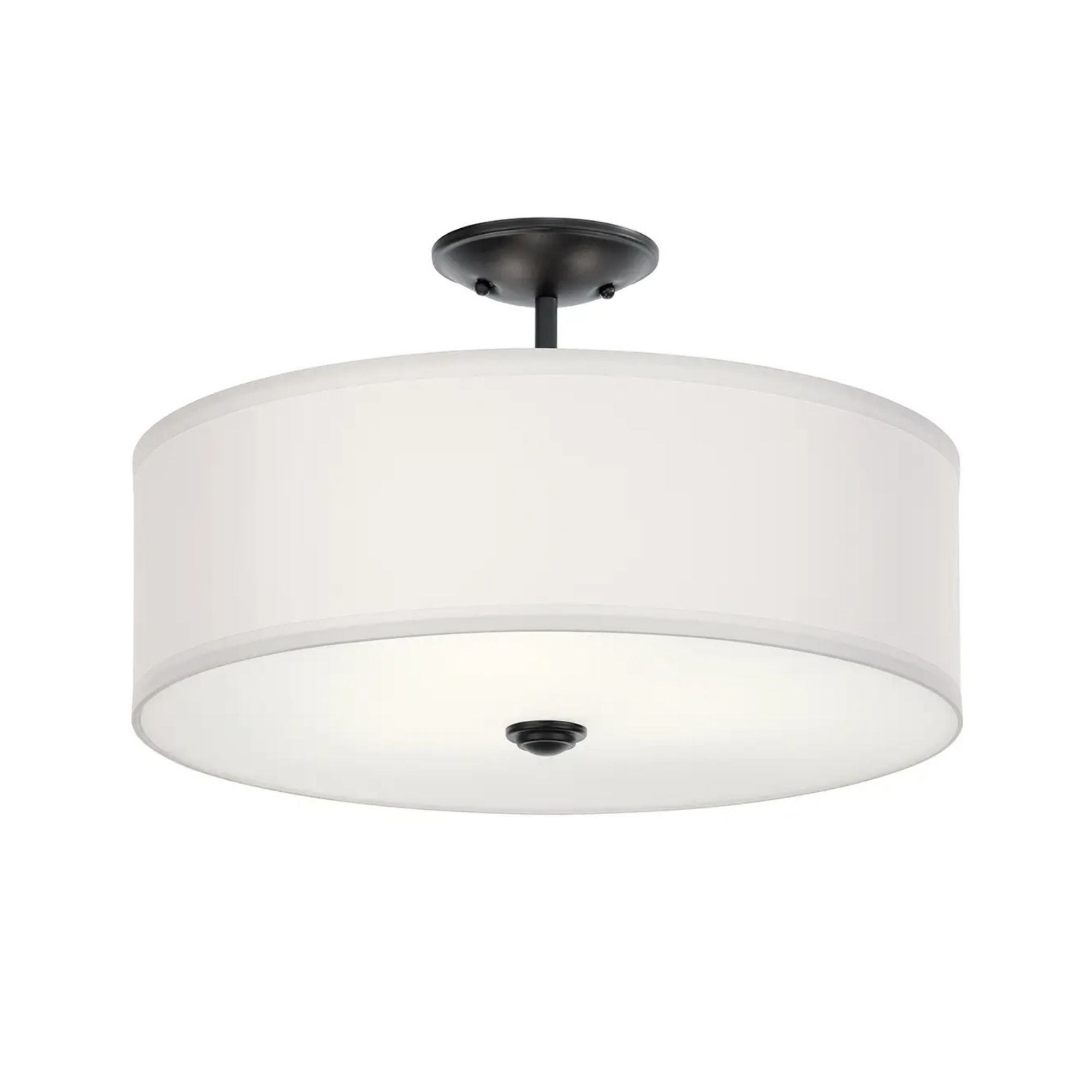 Shailene 18" 3-Light Round Semi-Flush Mount, Black Finish