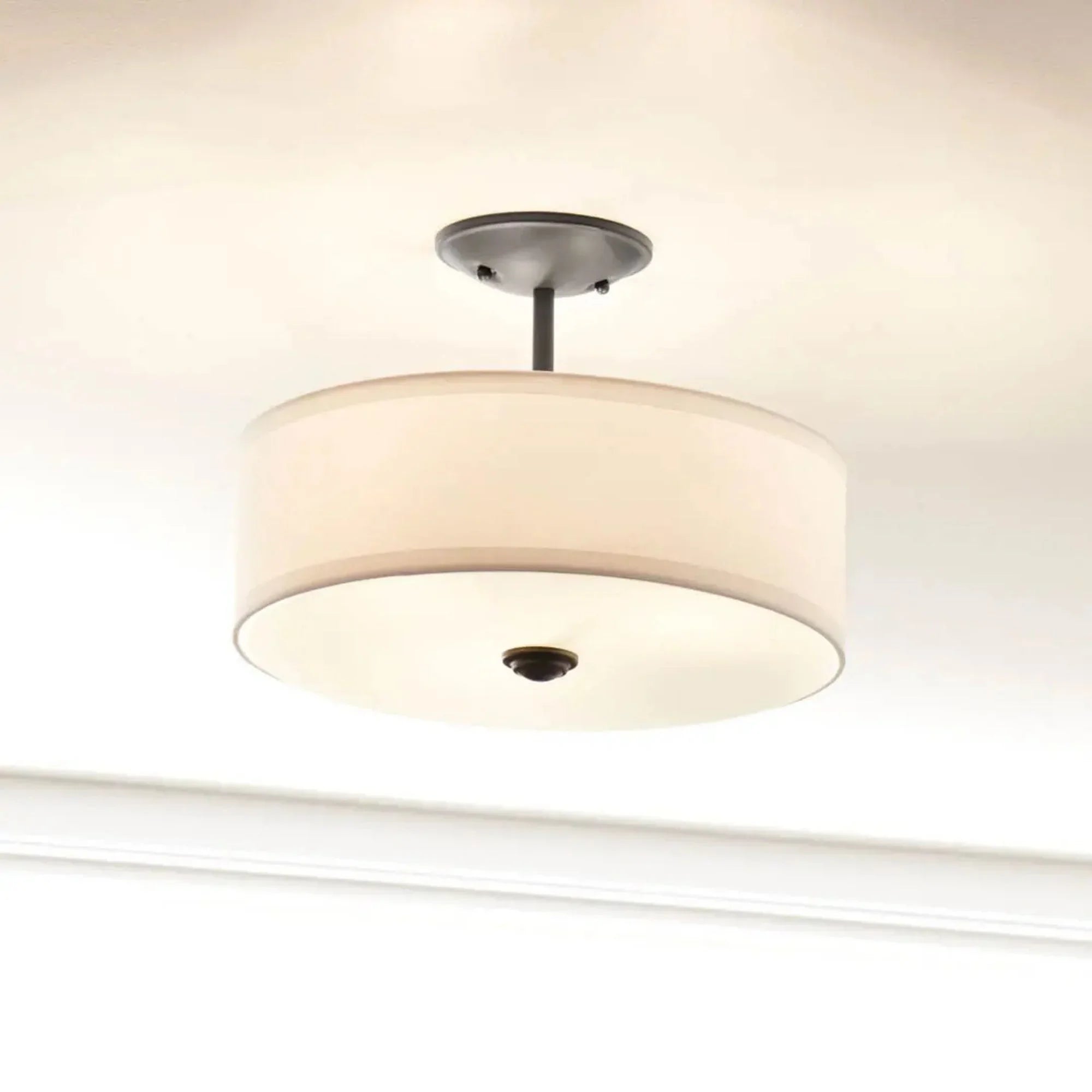 Shailene 18" 3-Light Round Semi-Flush Mount, Black Finish