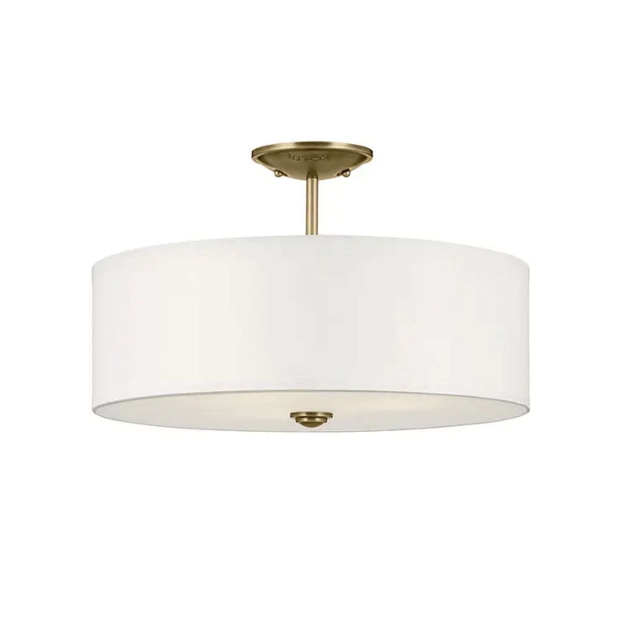 Shailene 18" 3-Light Round Semi-Flush Mount, Natural Brass Finish