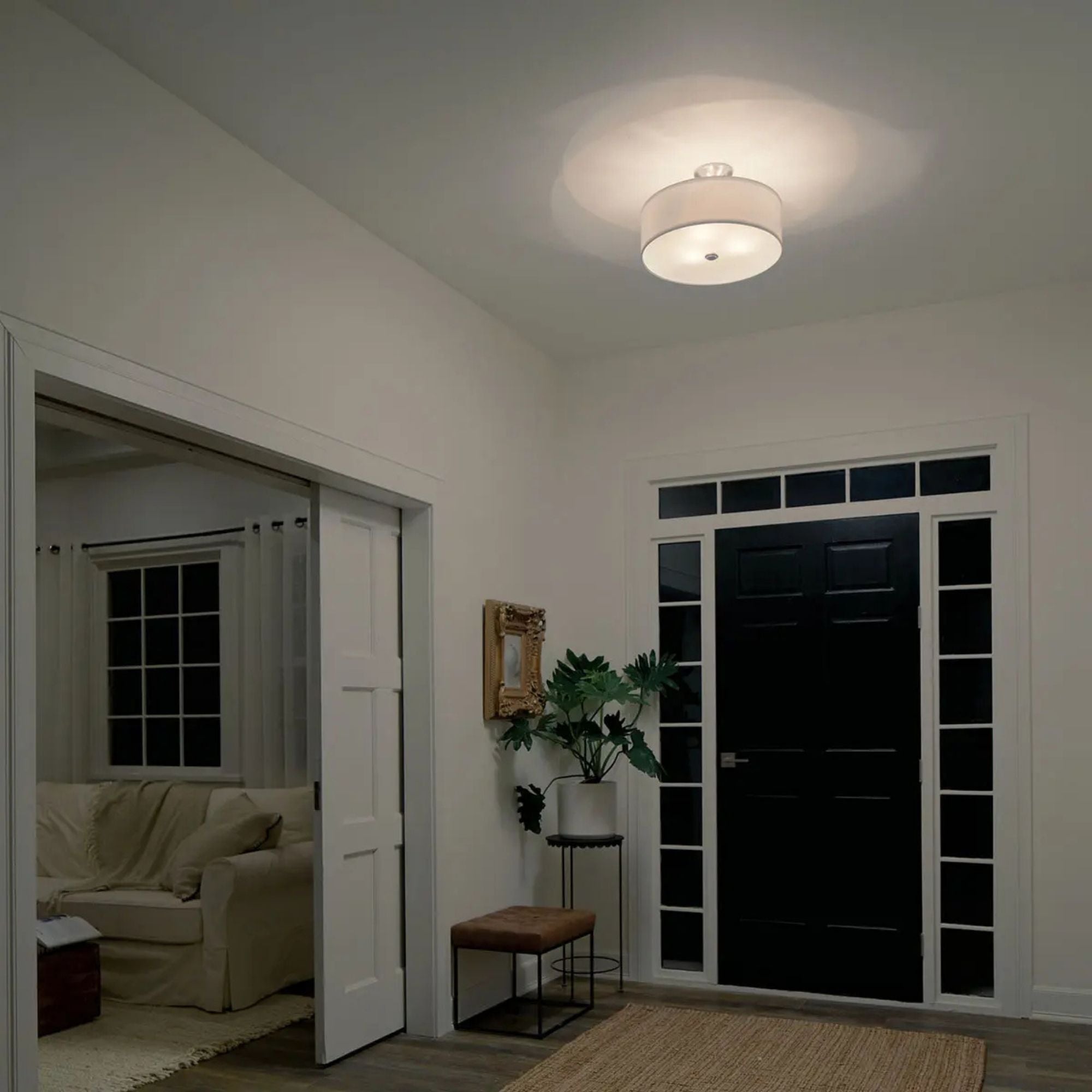 Shailene 18" 3-Light Round Semi-Flush Mount, Brushed Nickel Finish