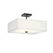 Shailene 18" 3-Light Square Semi-Flush Mount, Black Finish
