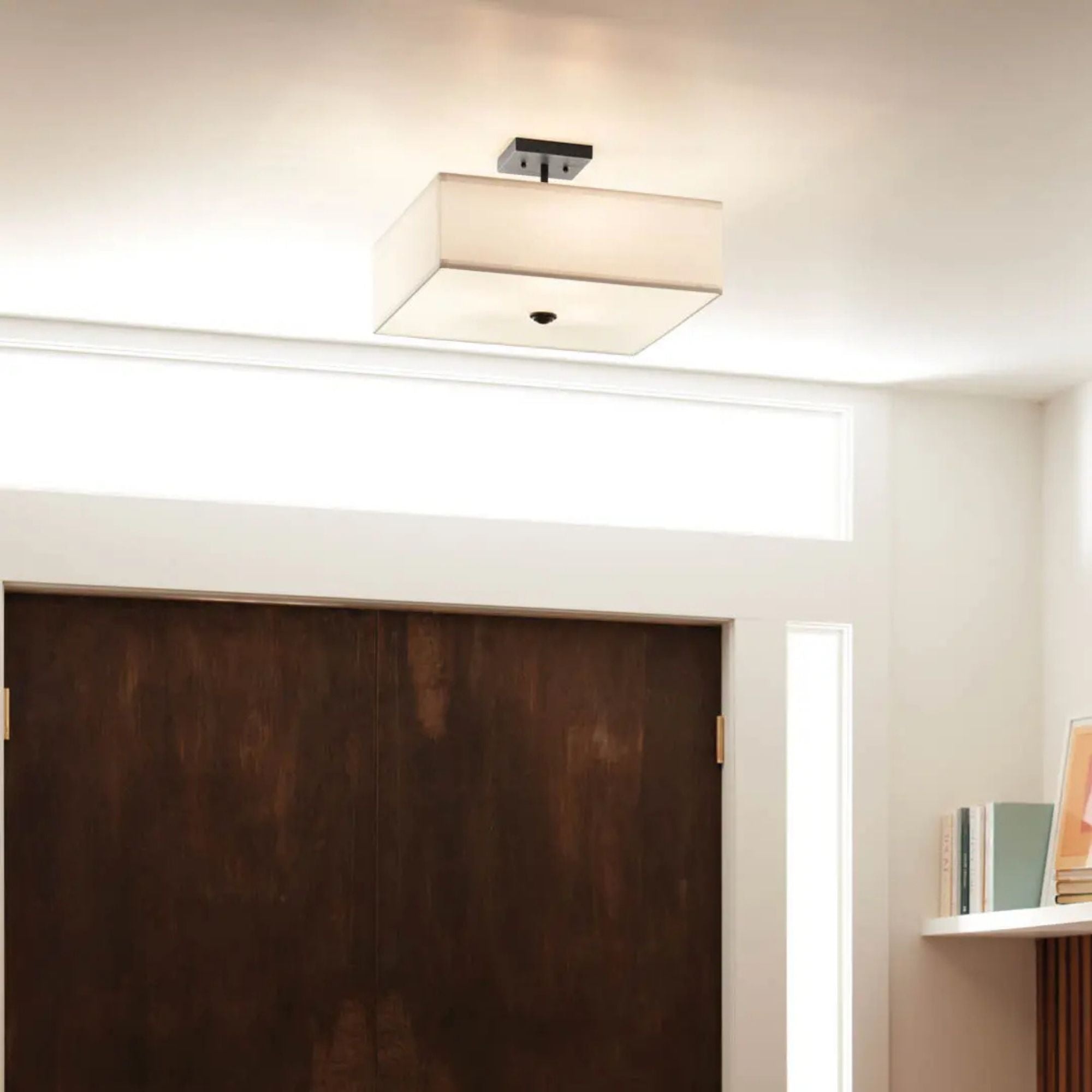 Shailene 18" 3-Light Square Semi-Flush Mount, Black Finish