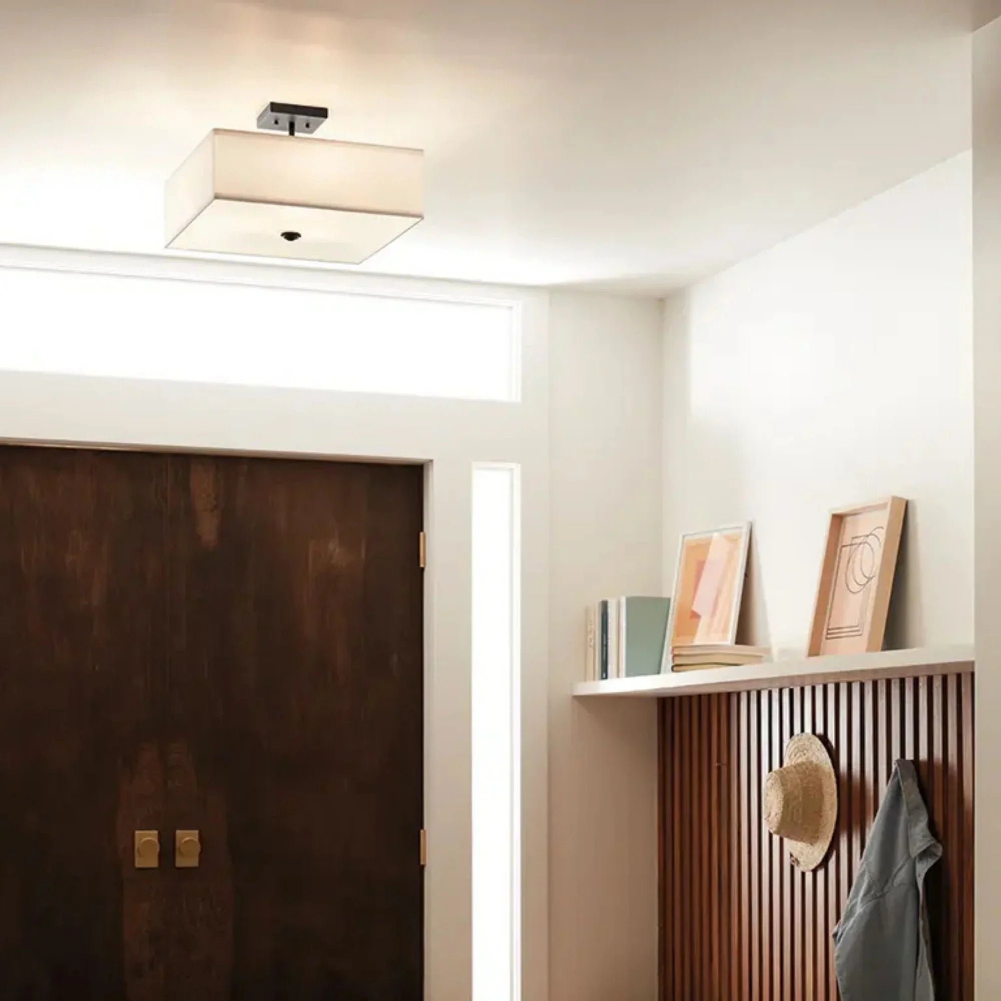 Shailene 18" 3-Light Square Semi-Flush Mount, Black Finish