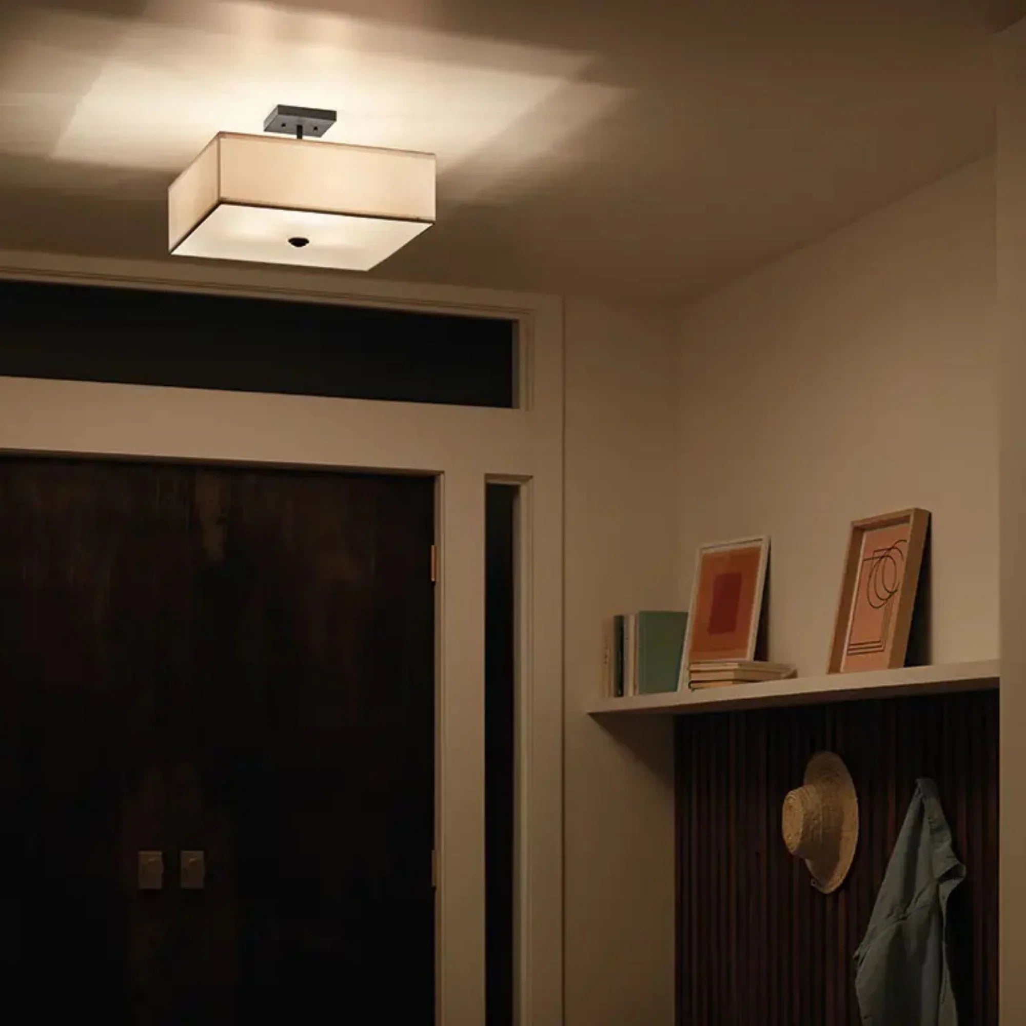 Shailene 18" 3-Light Square Semi-Flush Mount, Black Finish