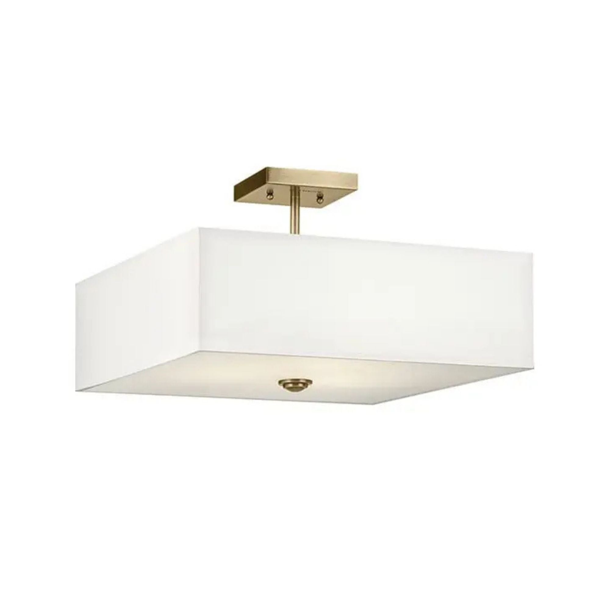 Shailene 18" 3-Light Square Semi-Flush Mount, Natural Brass Finish