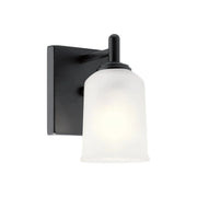 Shailene 5" Wall Sconce, Black Finish, Etched Glass
