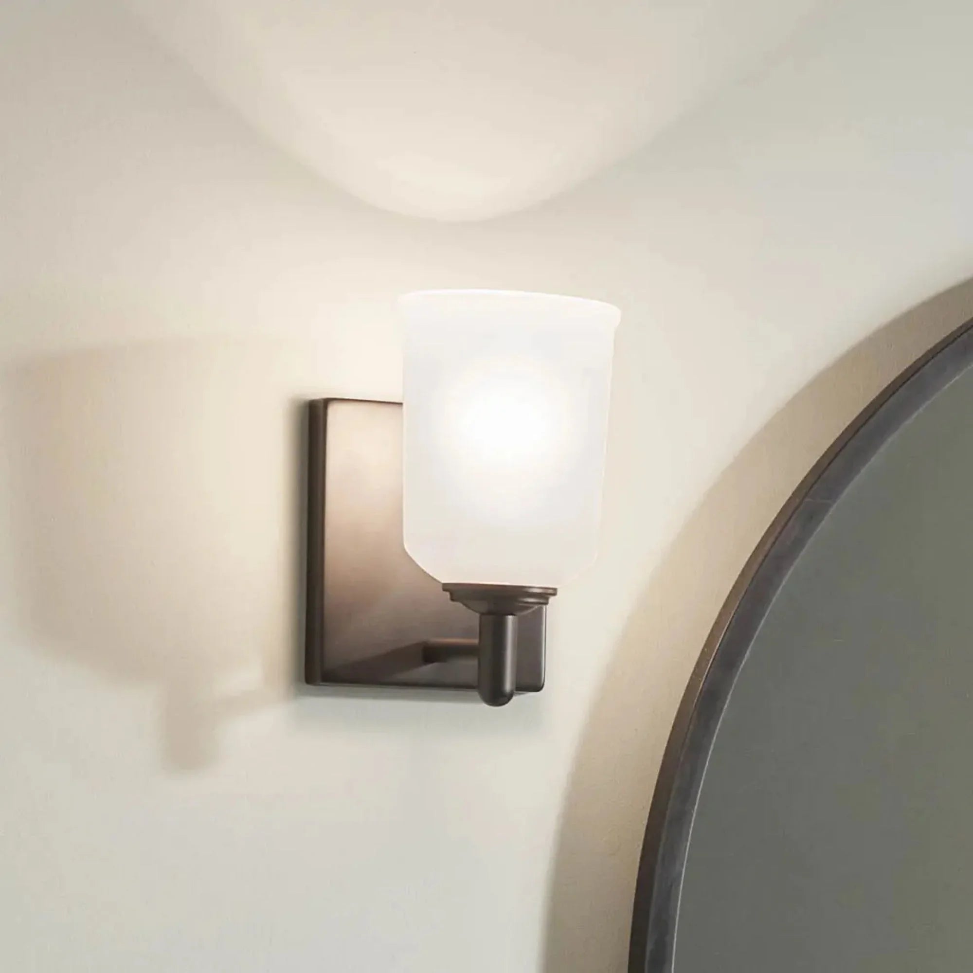 Shailene 5" Wall Sconce, Black Finish, Etched Glass