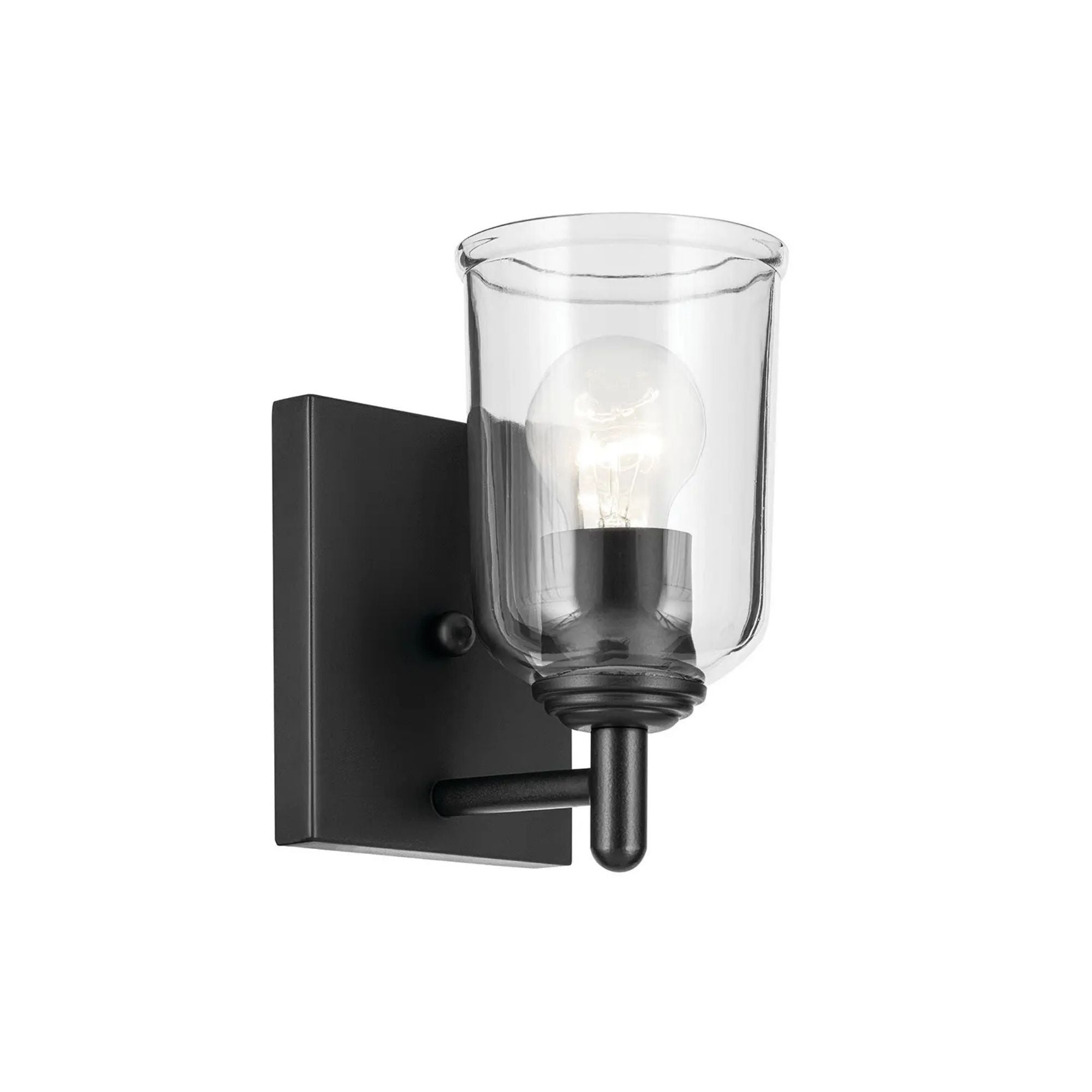 Shailene 5" Wall Sconce, Black Finish, Clear Glass