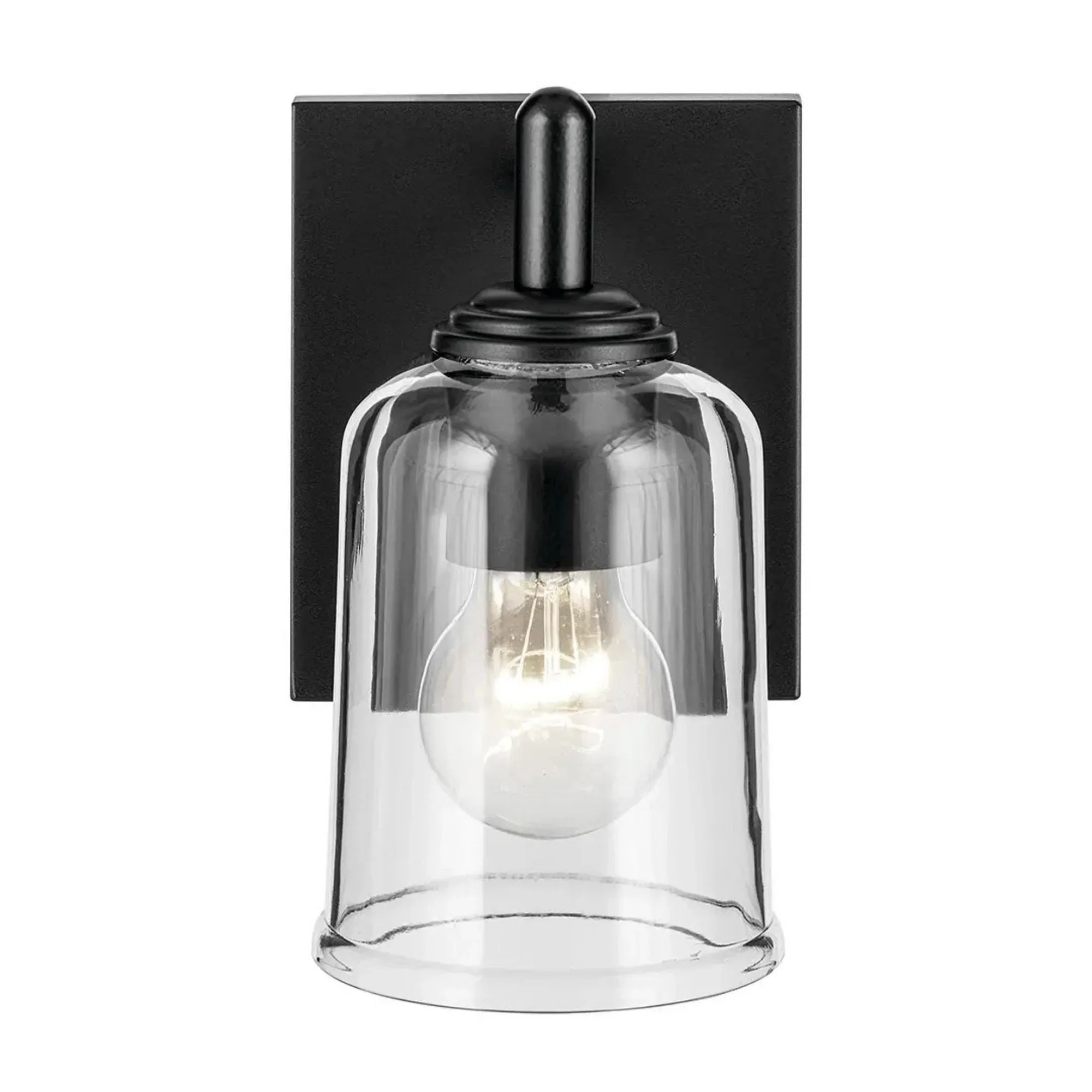 Shailene 5" Wall Sconce, Black Finish, Clear Glass