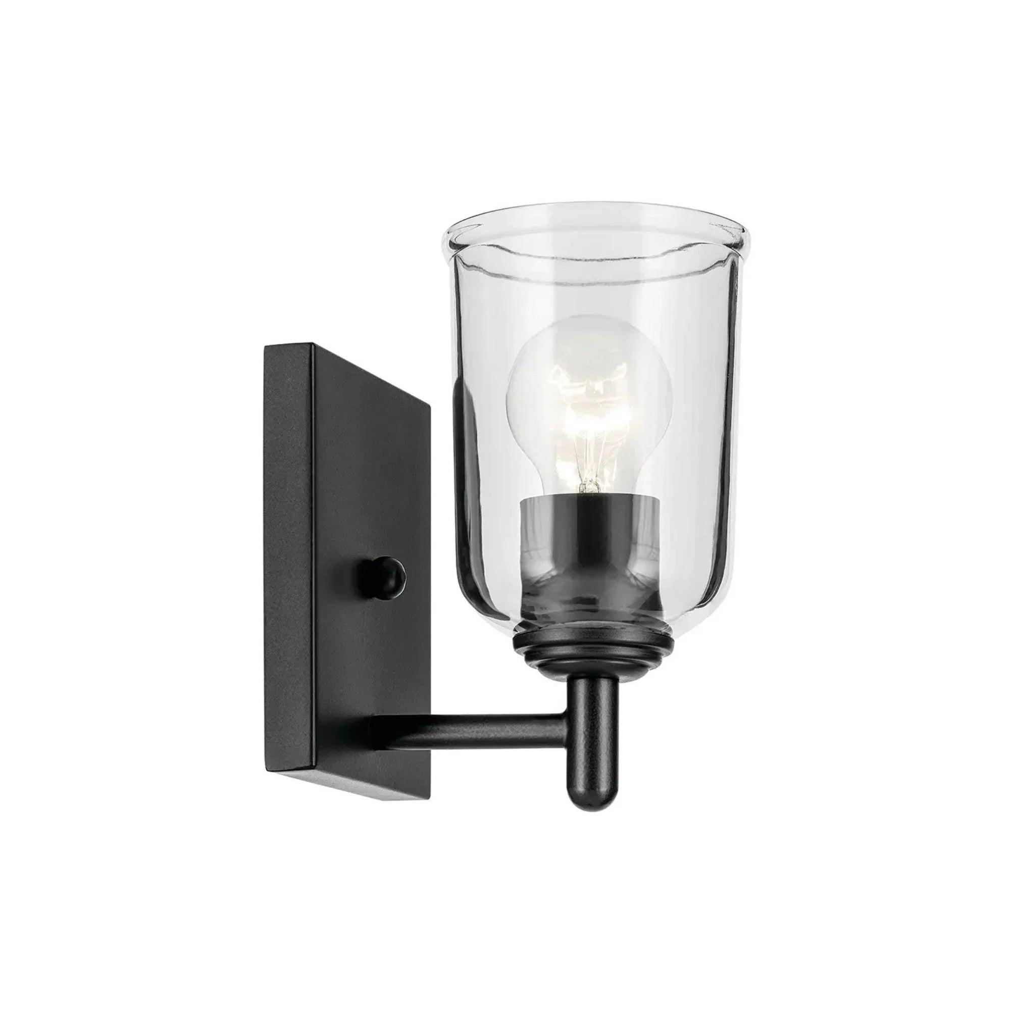 Shailene 5" Wall Sconce, Black Finish, Clear Glass