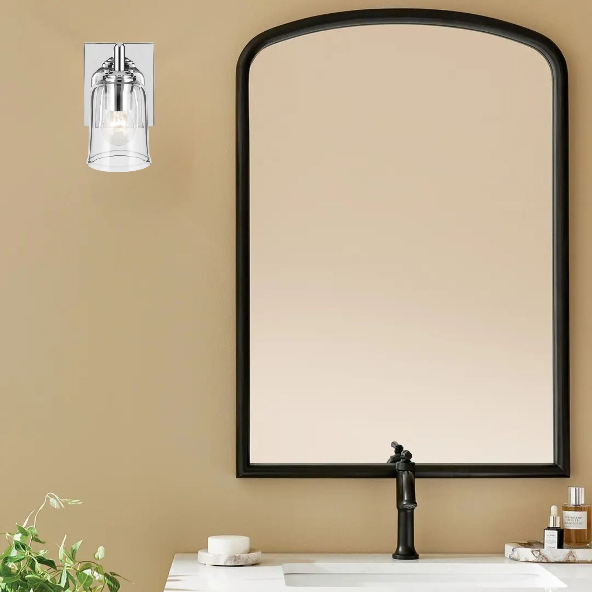 Shailene 5" Wall Sconce, Chrome Finish, Clear Glass