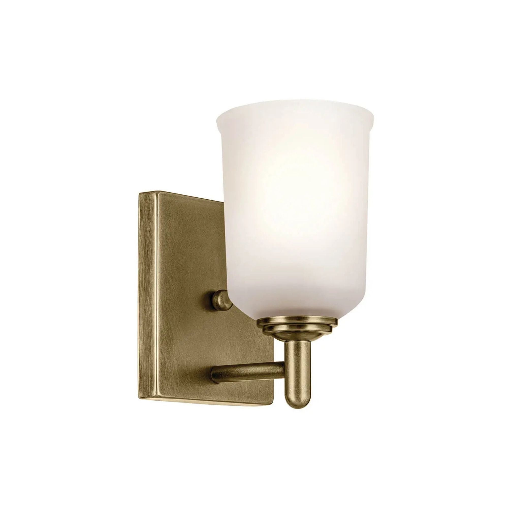 Shailene 5" Wall Sconce, Natural Brass Finish, Etched Glass