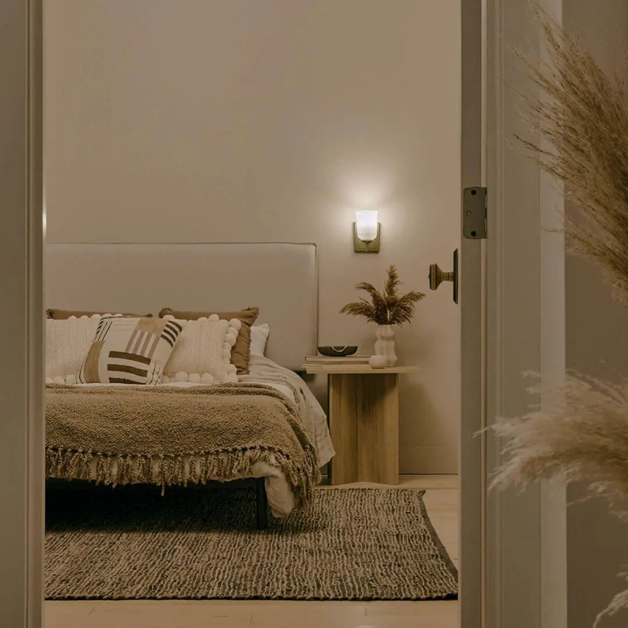 Shailene 5" Wall Sconce, Natural Brass Finish, Etched Glass