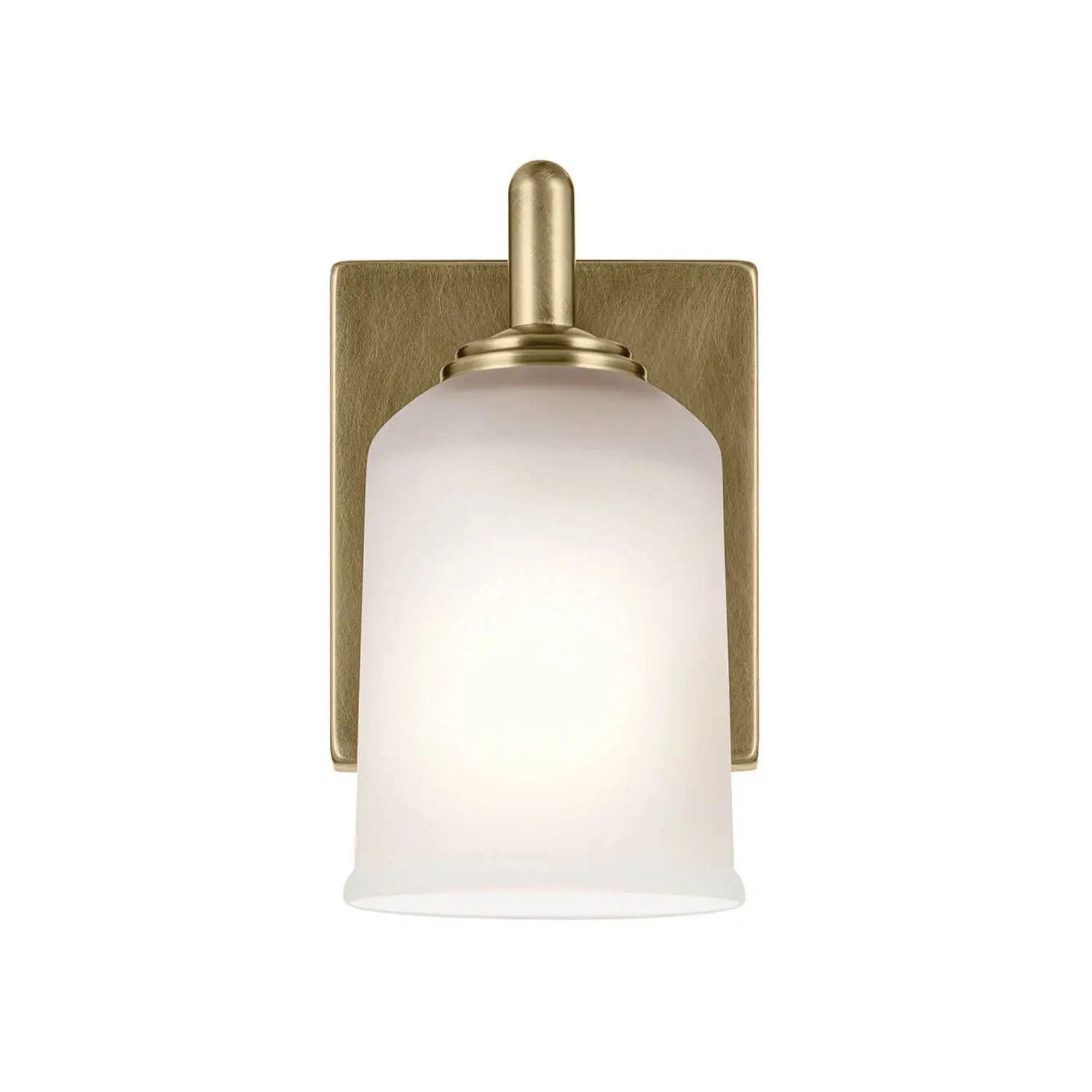 Shailene 5" Wall Sconce, Natural Brass Finish, Etched Glass