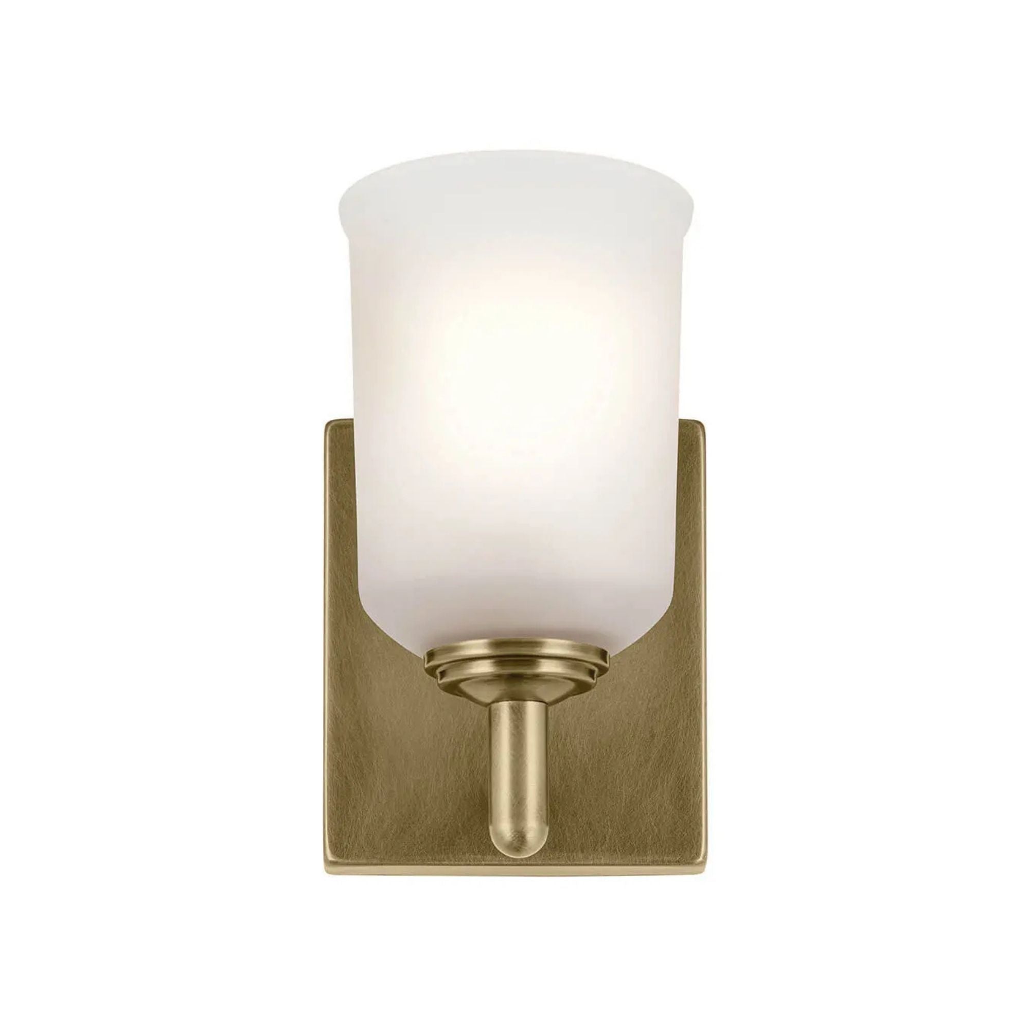 Shailene 5" Wall Sconce, Natural Brass Finish, Etched Glass