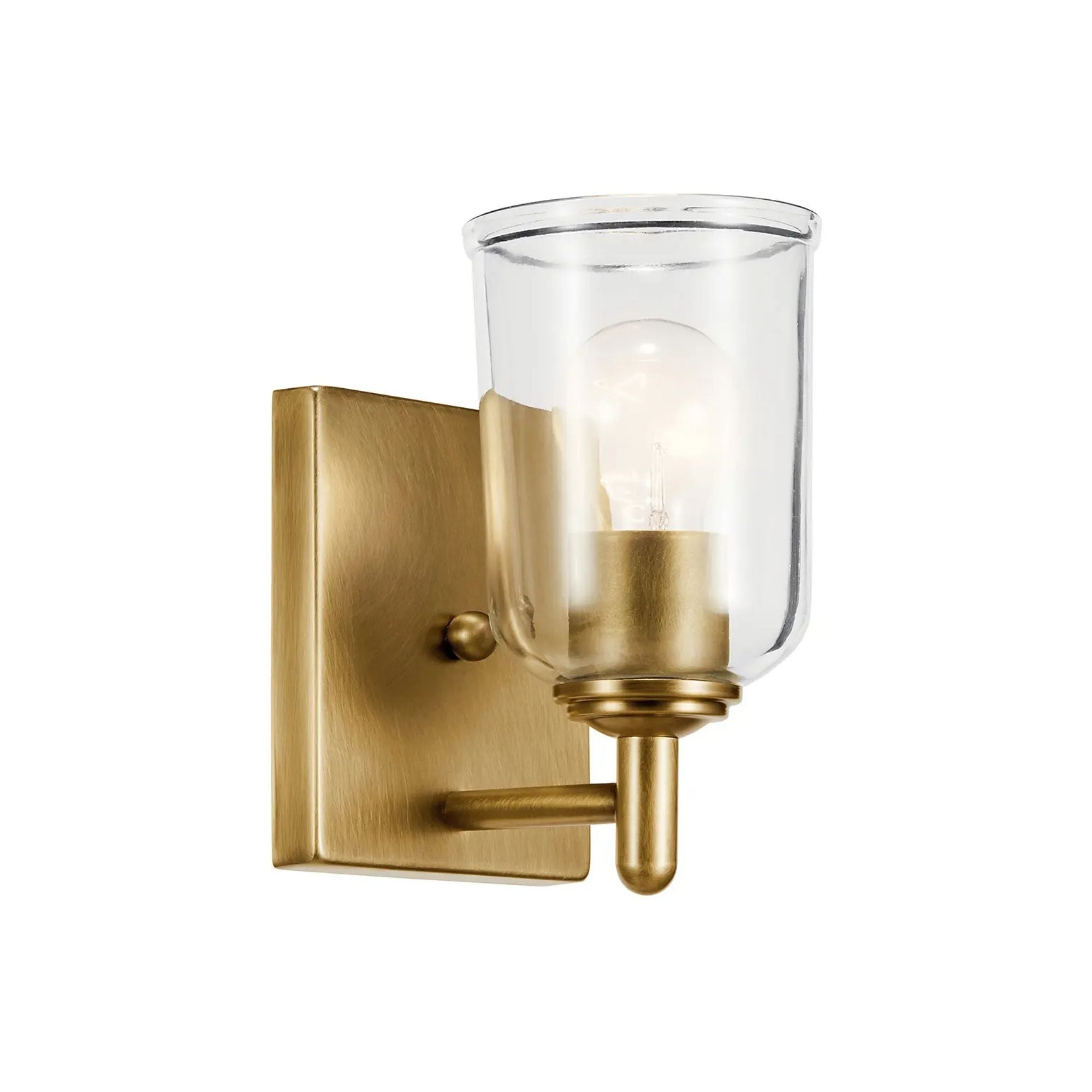 Shailene 5" Wall Sconce, Natural Brass Finish, Clear Glass