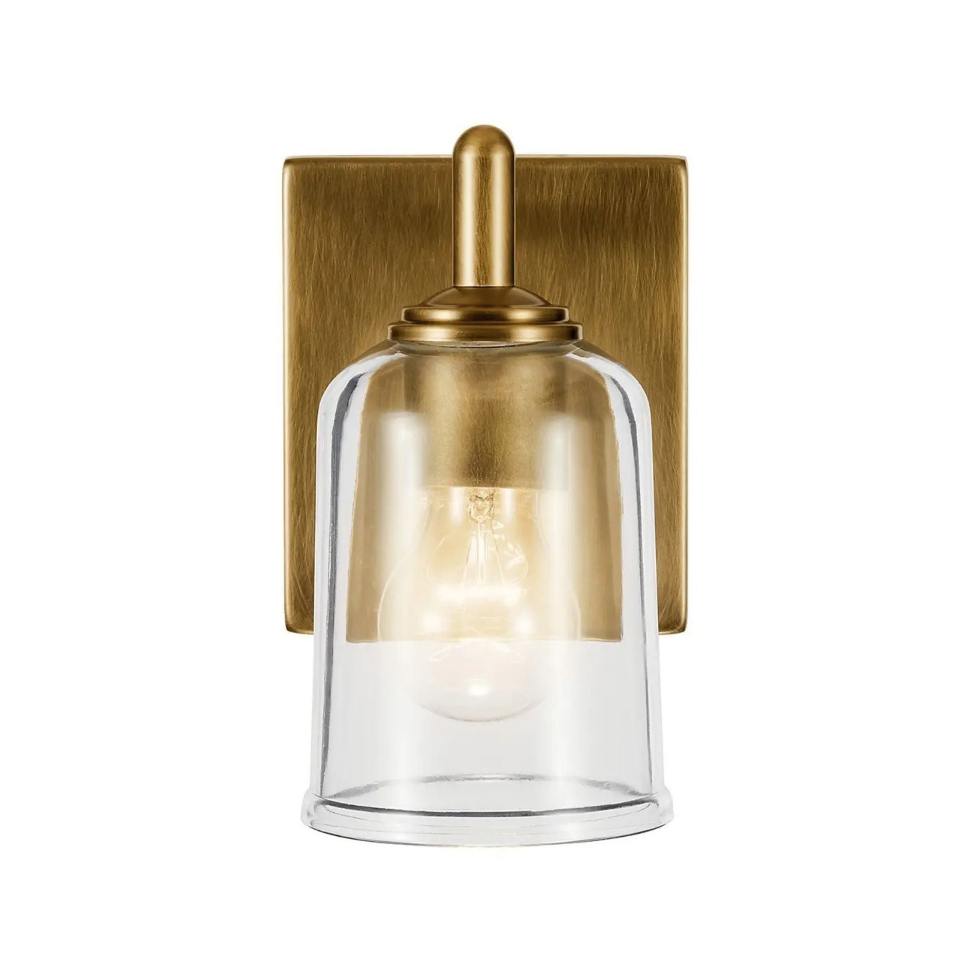 Shailene 5" Wall Sconce, Natural Brass Finish, Clear Glass