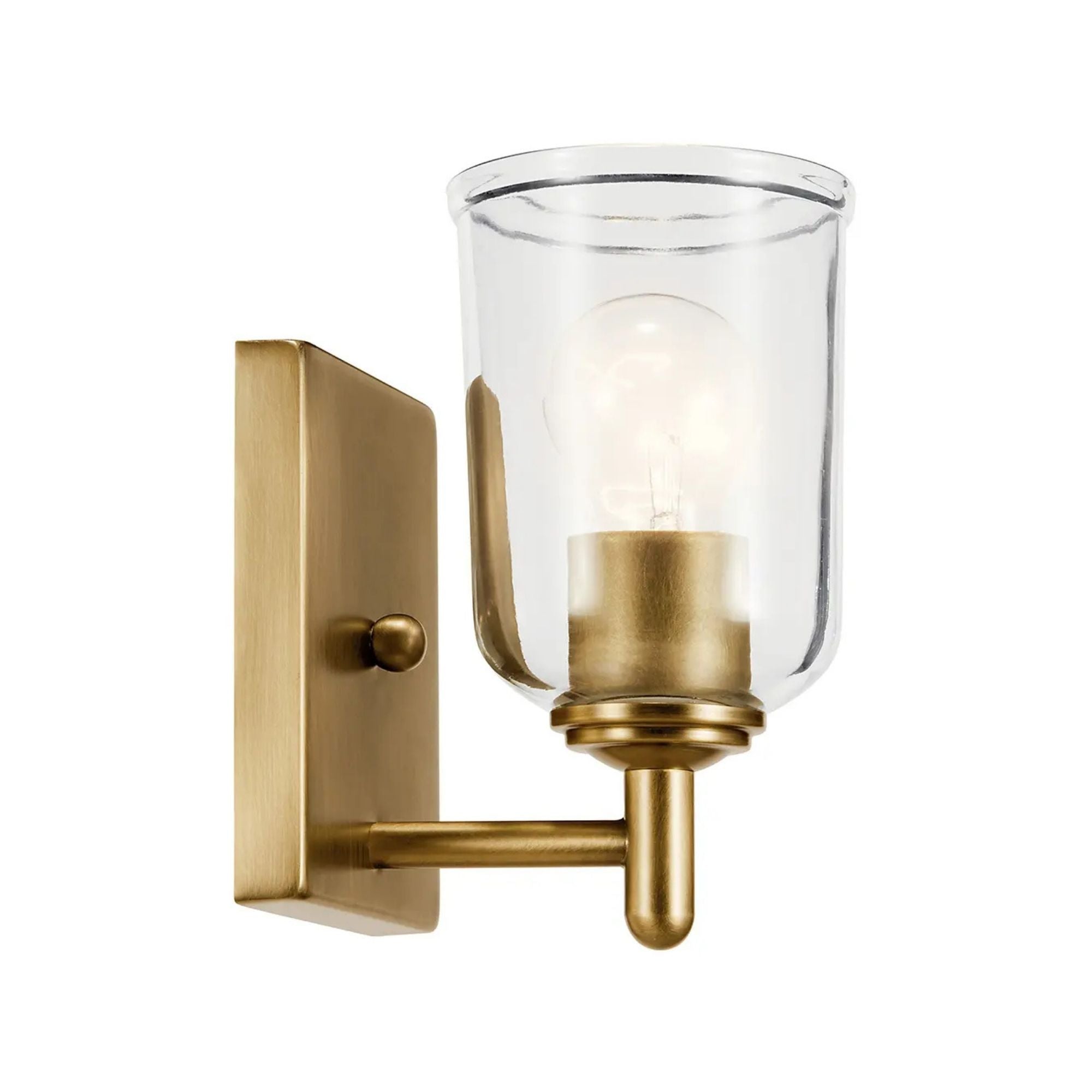 Shailene 5" Wall Sconce, Natural Brass Finish, Clear Glass