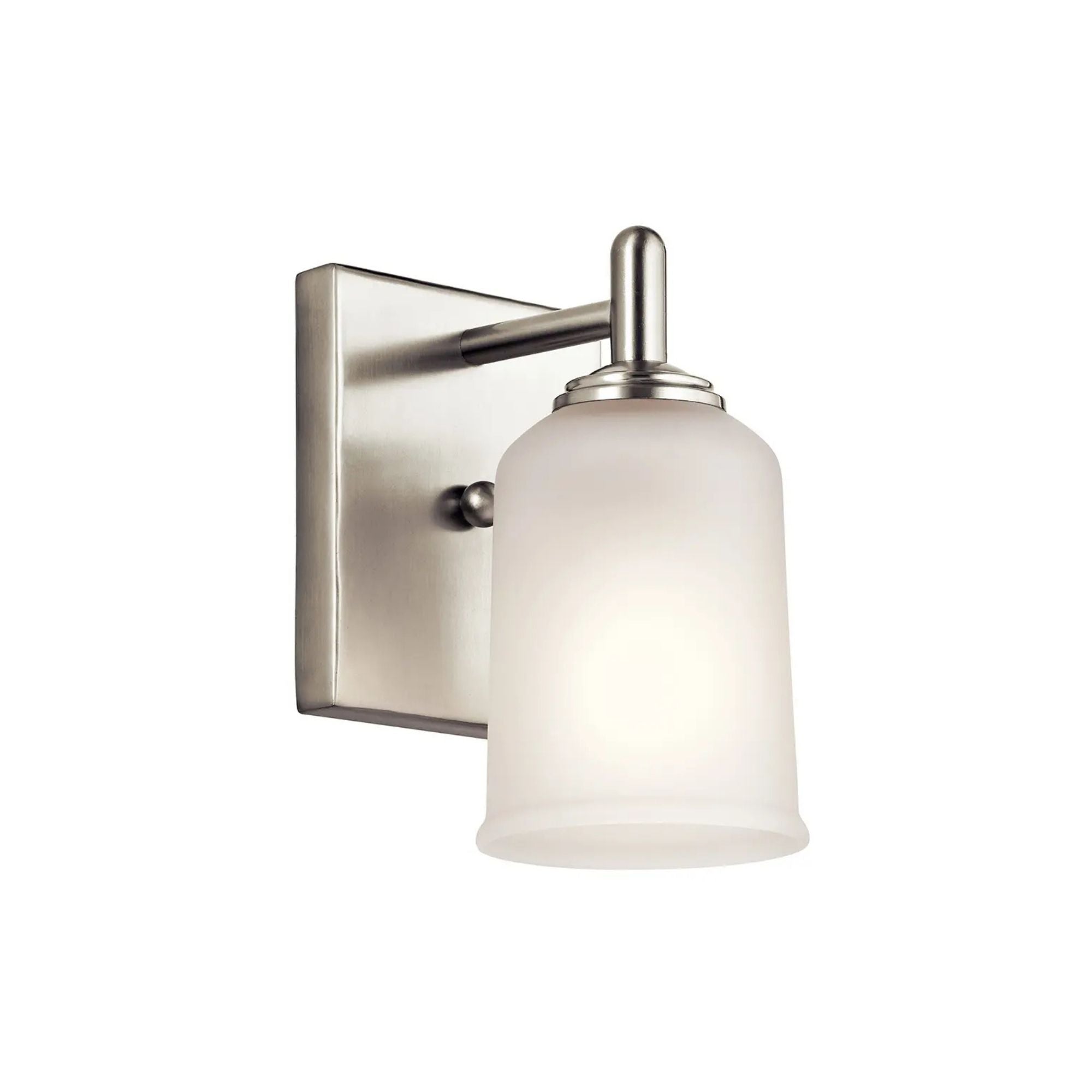 Shailene 5" Wall Sconce, Brushed Nickel Finish, Etched Glass